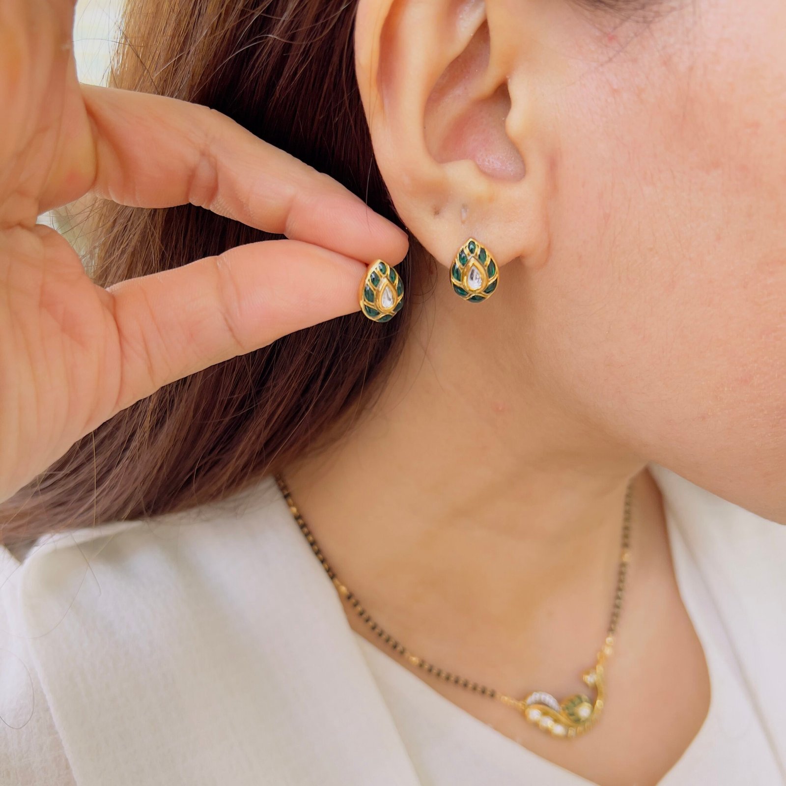 Peacock Grace Mangalsutra & Stud Set - Image 2
