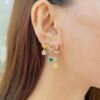 Floral Drop Ear Cuff with Color Stones& Plain Daimond