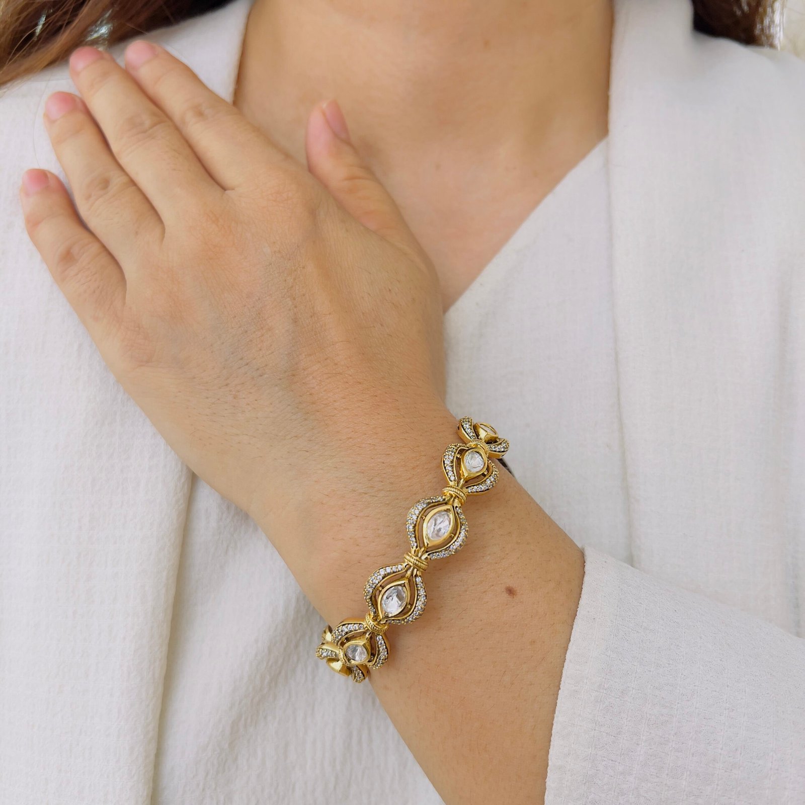 Elegant Marquise Stone Designer Bangle - Image 3