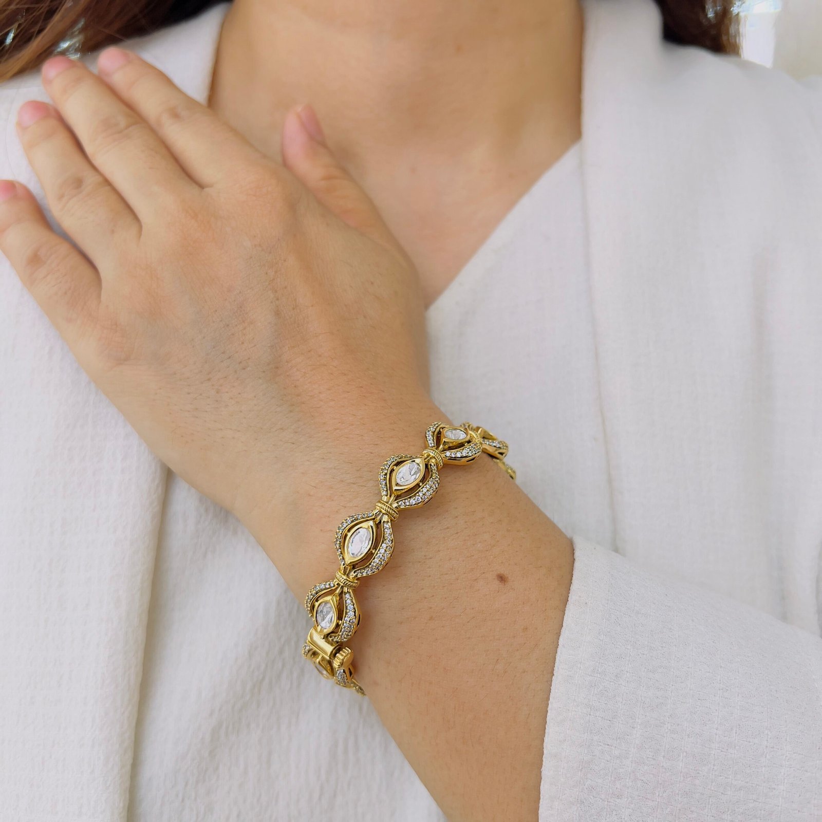 Elegant Marquise Stone Designer Bangle