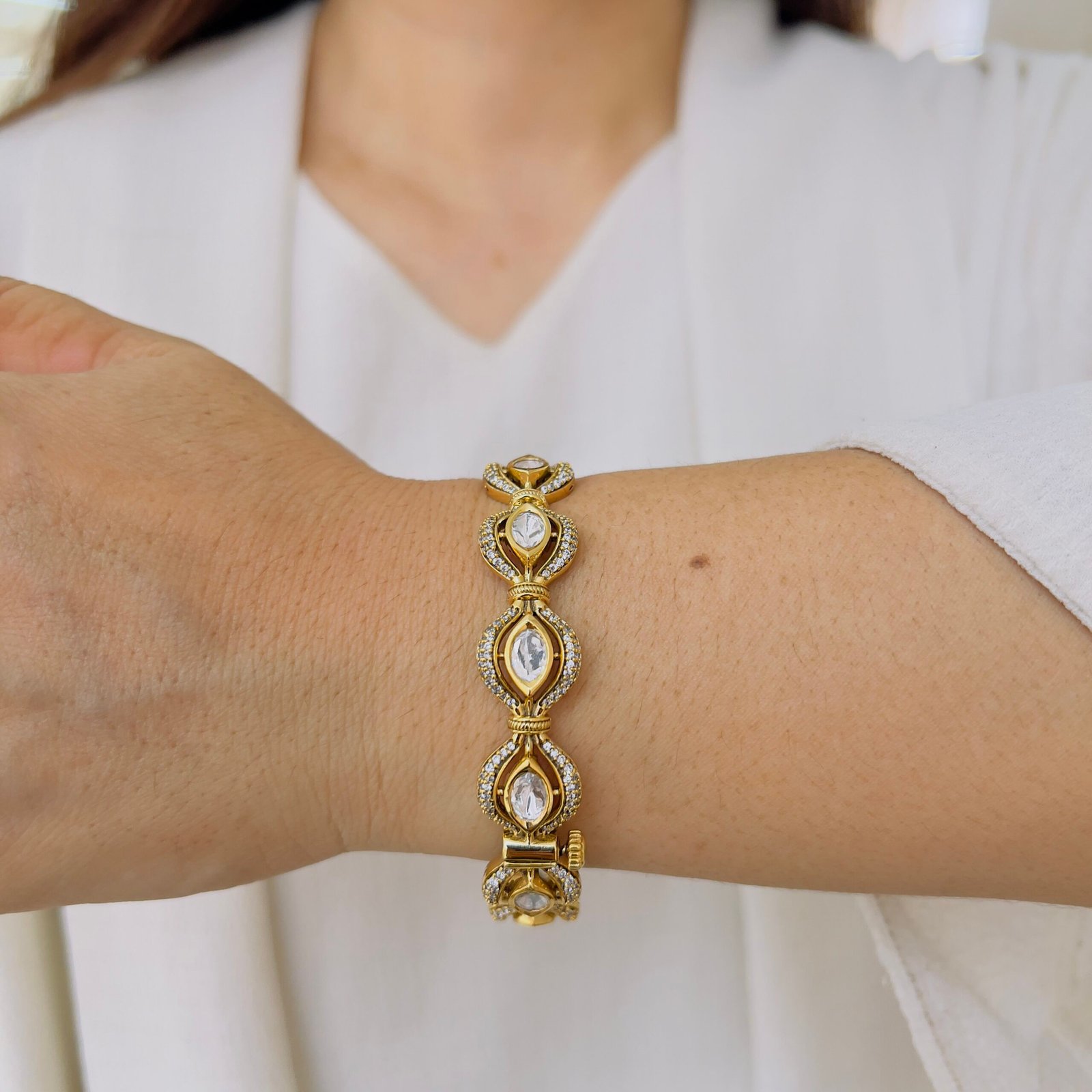 Elegant Marquise Stone Designer Bangle - Image 2