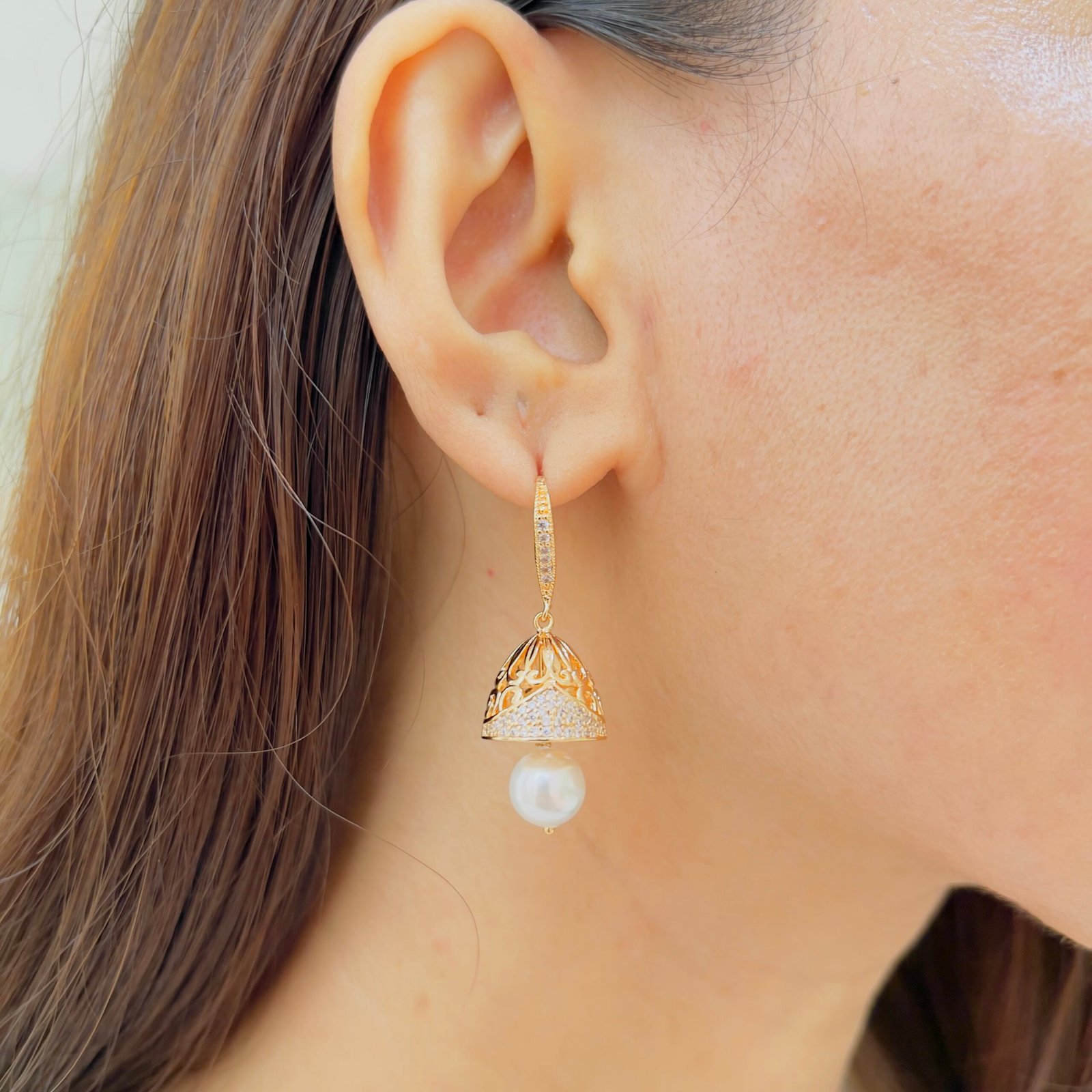 Pearl Grace Jhumka Earrings