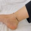 Classic Black Beads Anklet with Silver Stone Beads