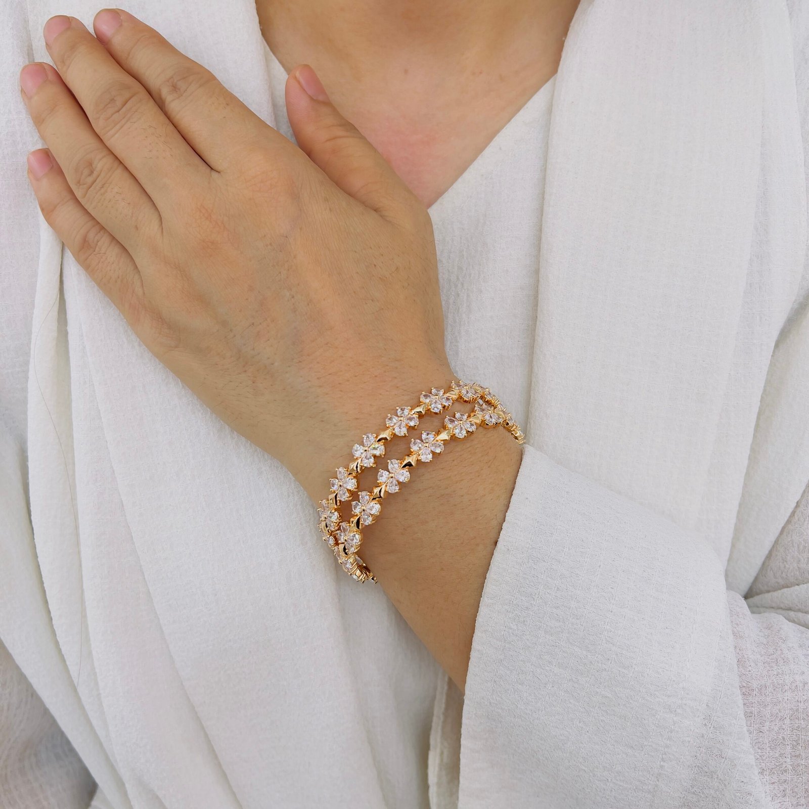 Floral Sparkle Diamond Bangle