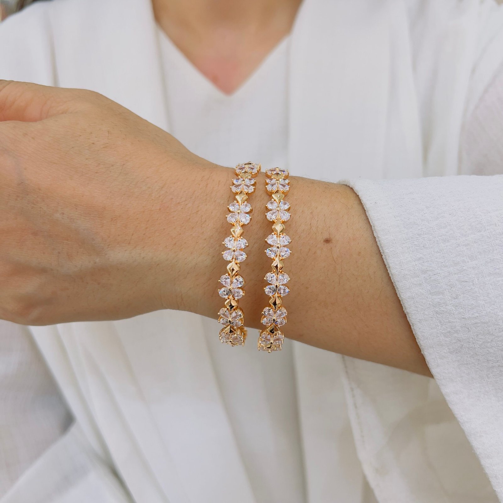 Floral Sparkle Diamond Bangle - Image 2