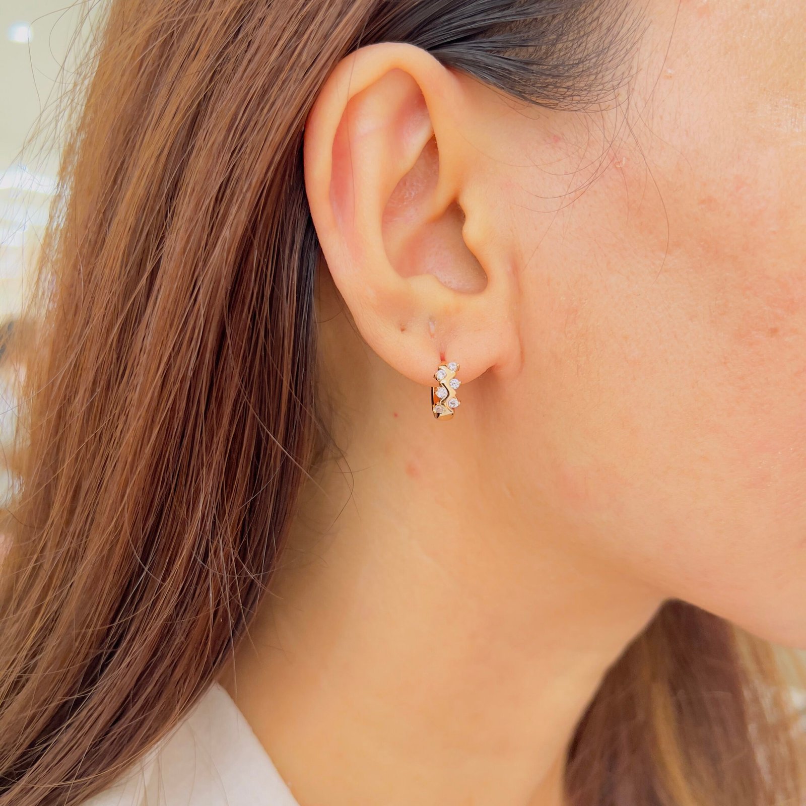 Halo Stud & Pavé Huggie Ear Set - Image 4