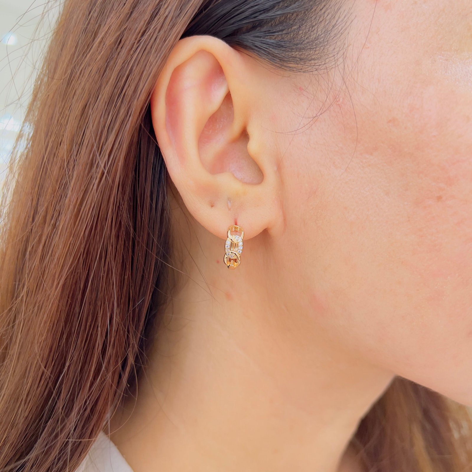 Halo Stud & Pavé Huggie Ear Set - Image 12