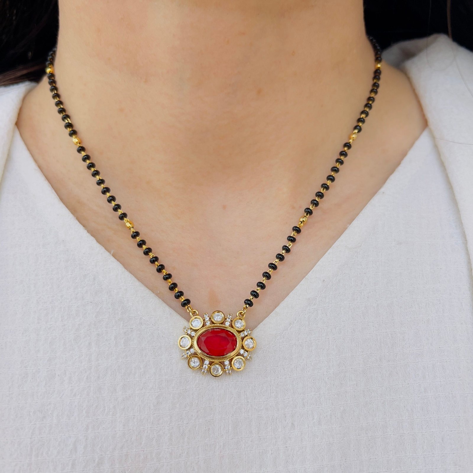 Modern Mangalsutra Set with Stylish Matching Earrings - Image 7