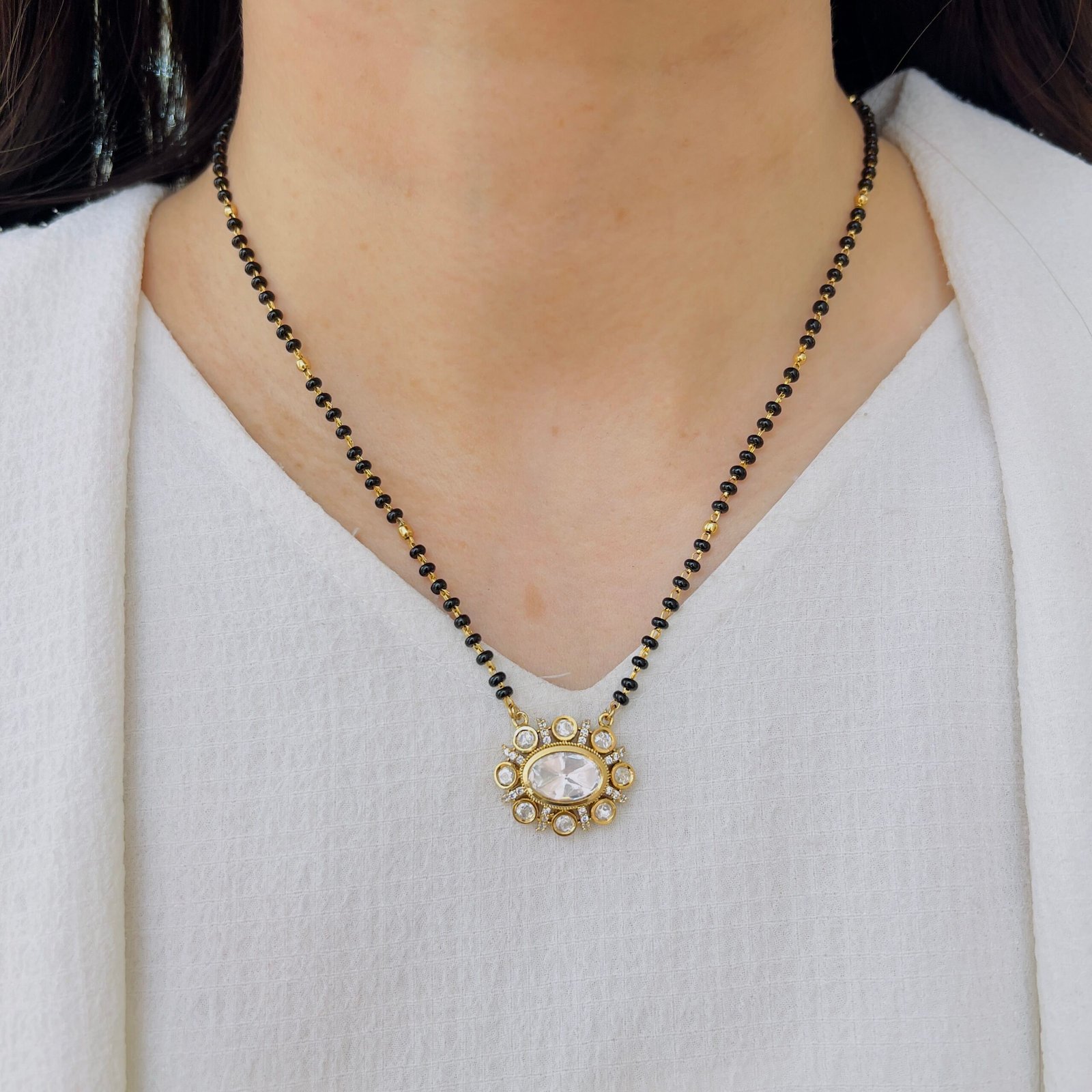Modern Mangalsutra Set with Stylish Matching Earrings