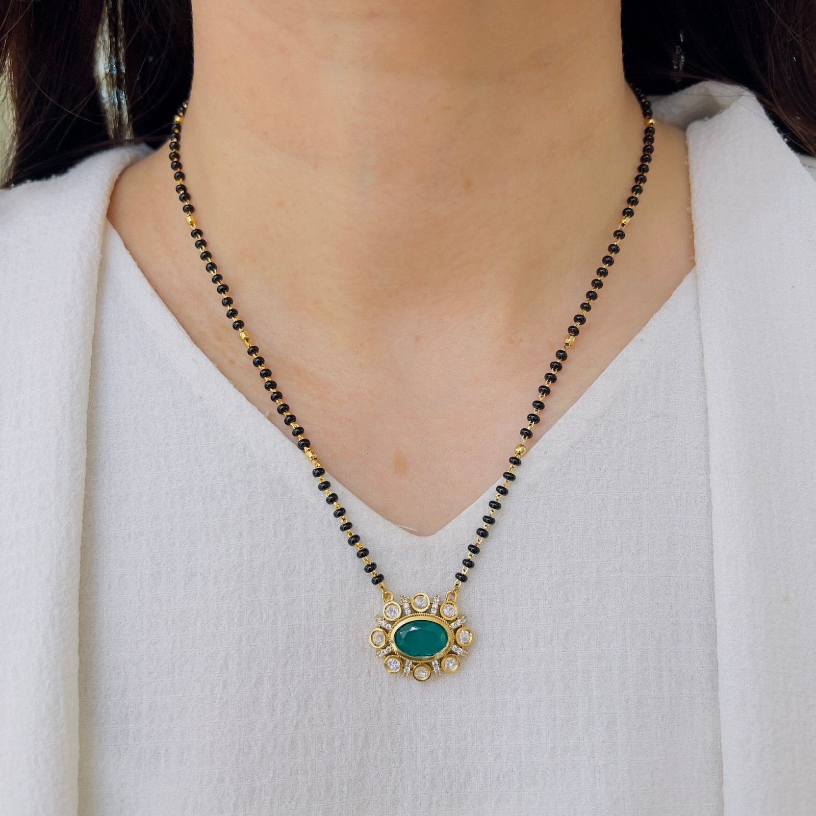 Modern Mangalsutra Set with Stylish Matching Earrings - Image 4