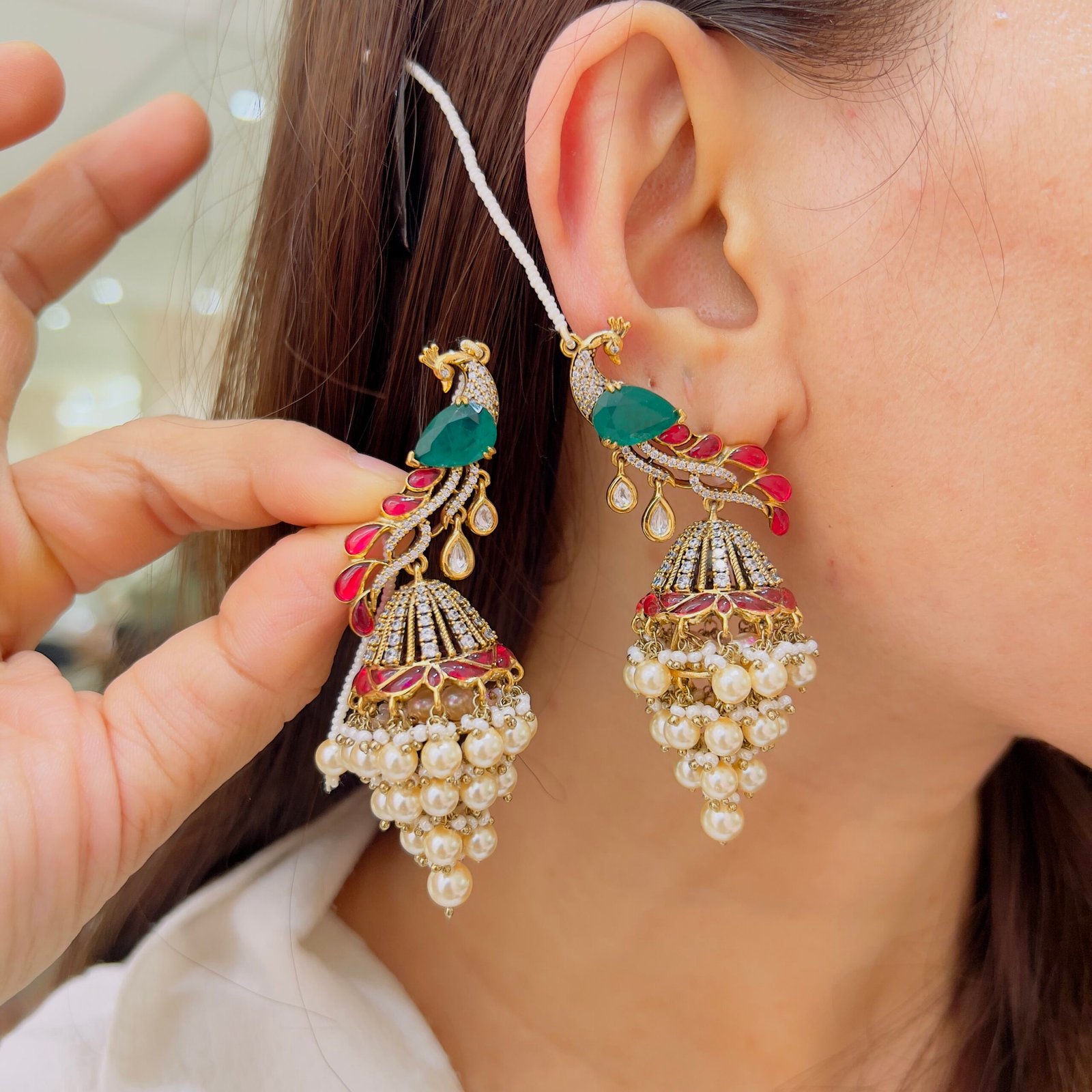 Victorian Jhumka Craft Earrings - Image 2