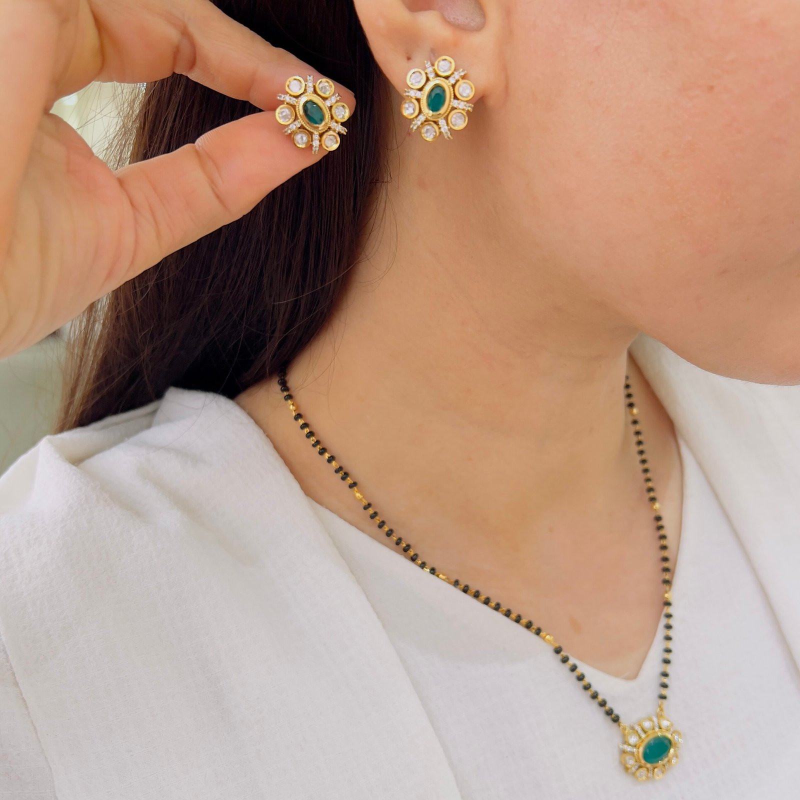 Modern Mangalsutra Set with Stylish Matching Earrings - Image 5