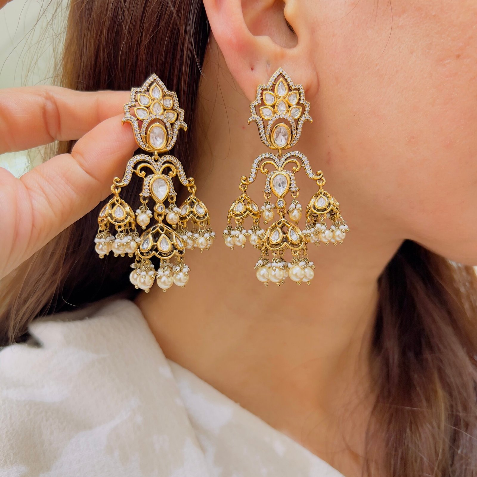 Ornate Victorian Jhumka Drop Earrings - Image 2