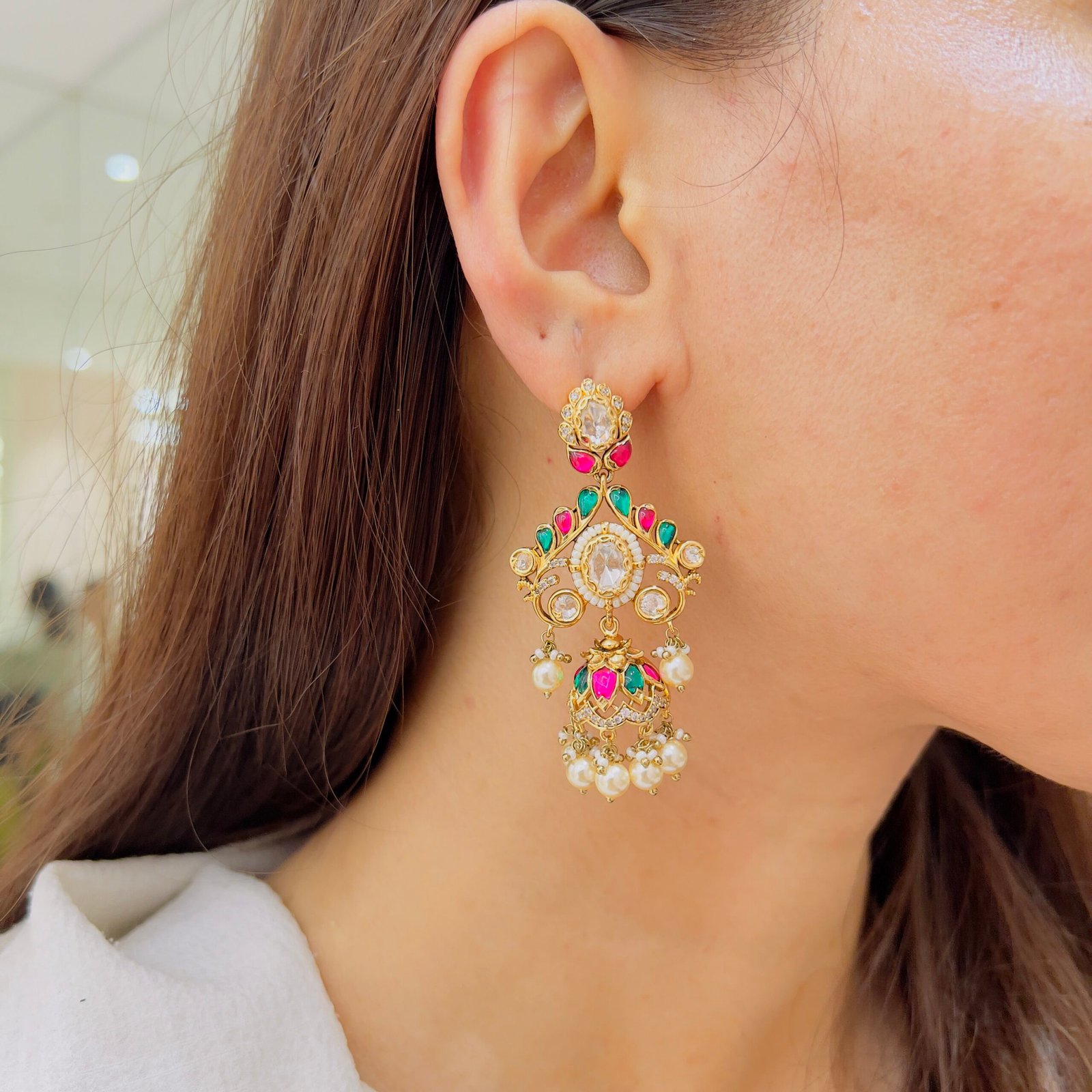 Intricate Victorian Floral Earrings - Image 3