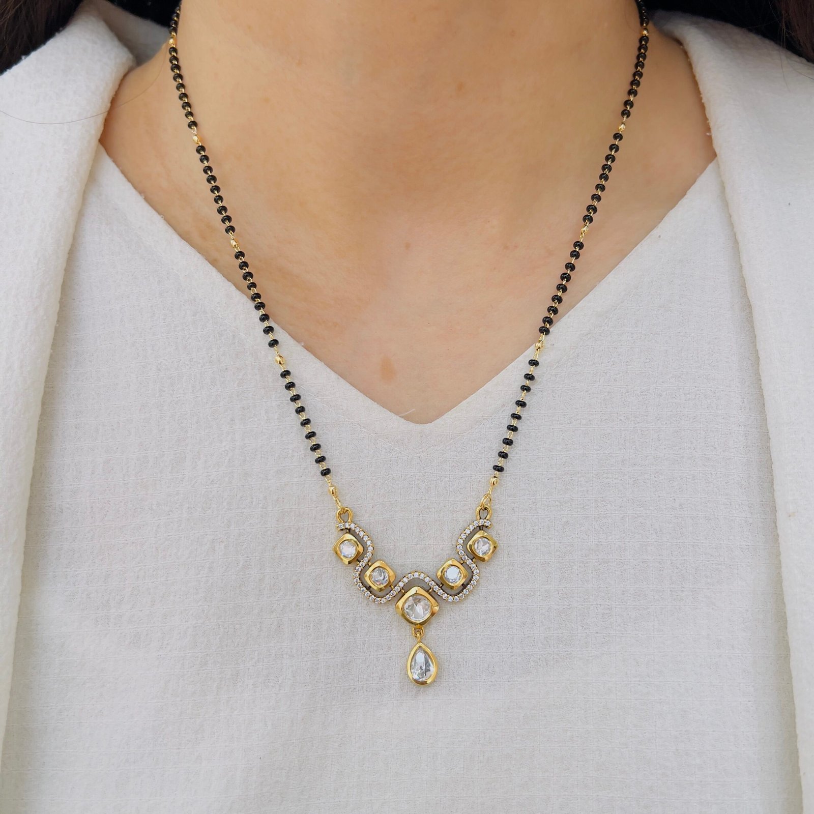 Modern Traditional Mangalsutra Set with Earrings