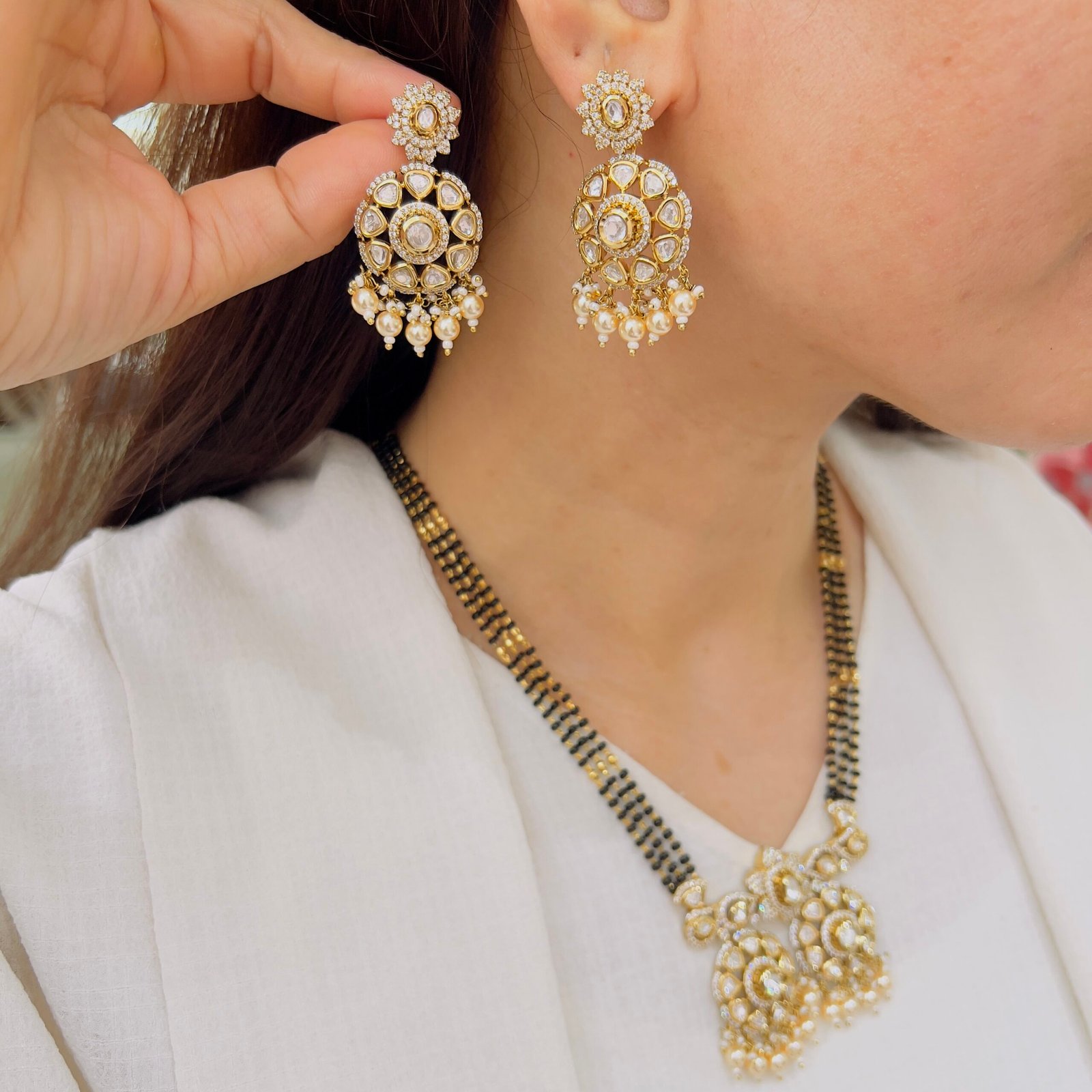 Elegant Everyday Mangalsutra Set with Earrings - Image 2
