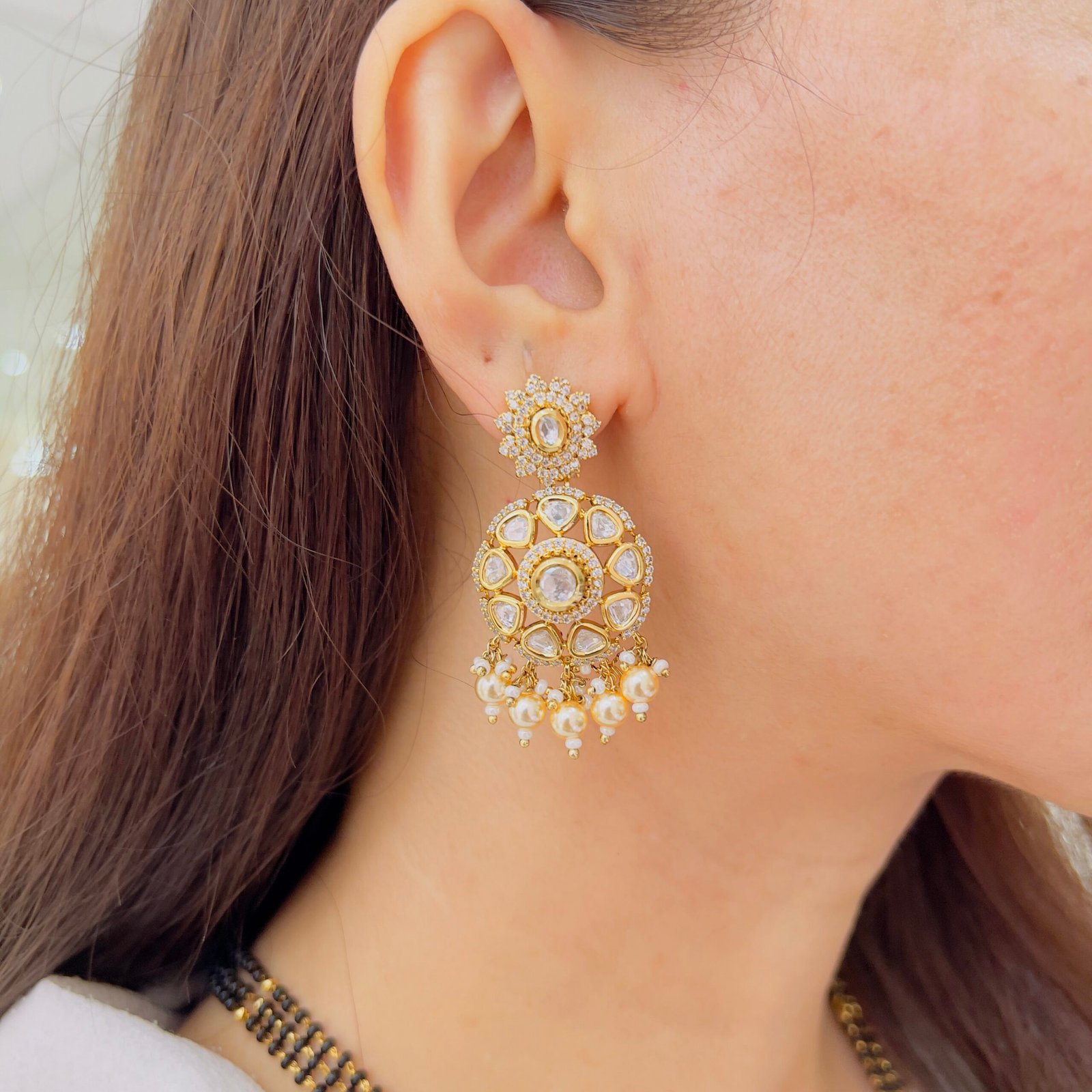Elegant Everyday Mangalsutra Set with Earrings - Image 3