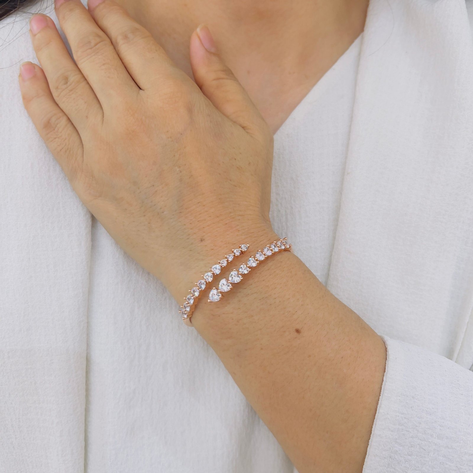 Elegant Double Row Diamond Bracelet - Image 3