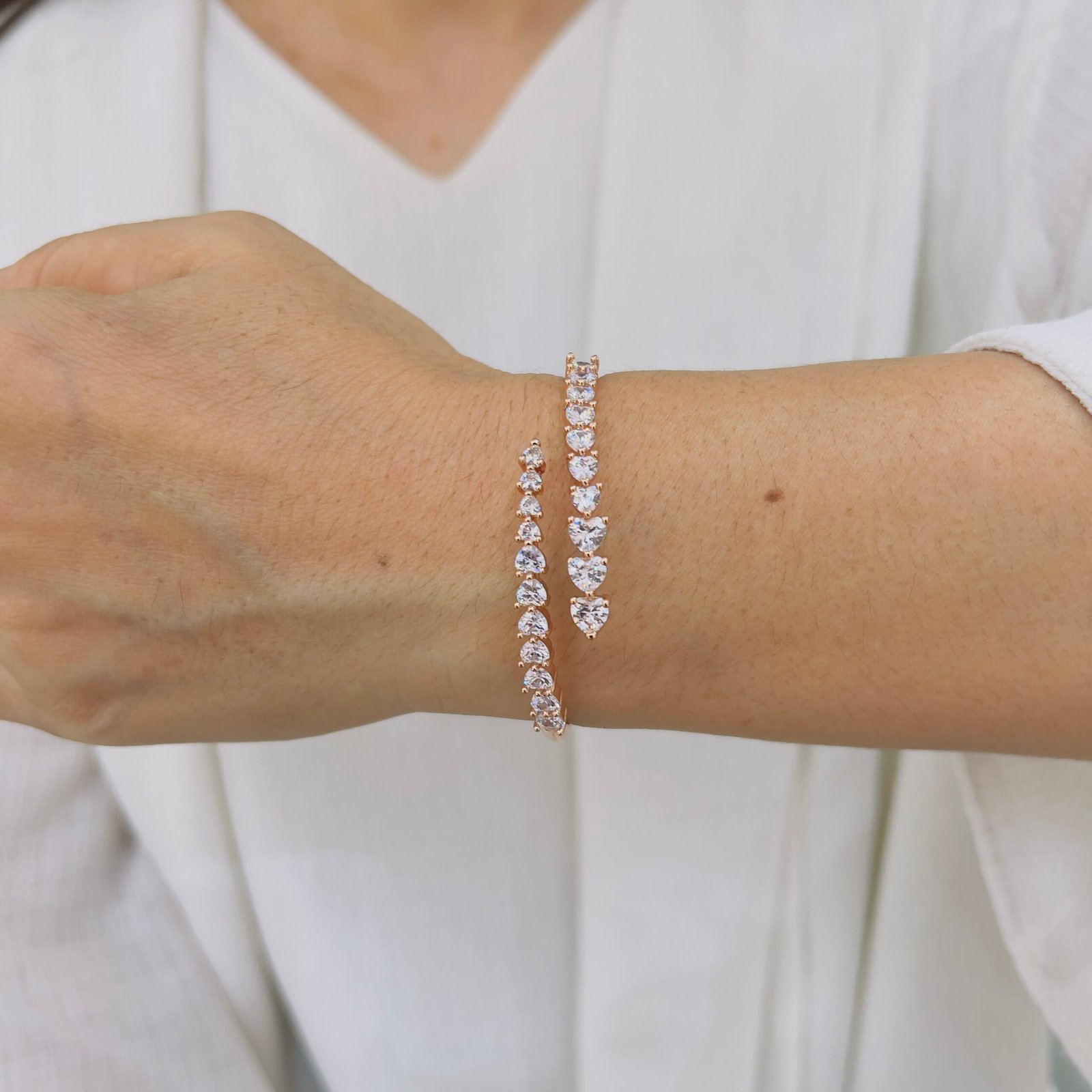 Elegant Double Row Diamond Bracelet - Image 2