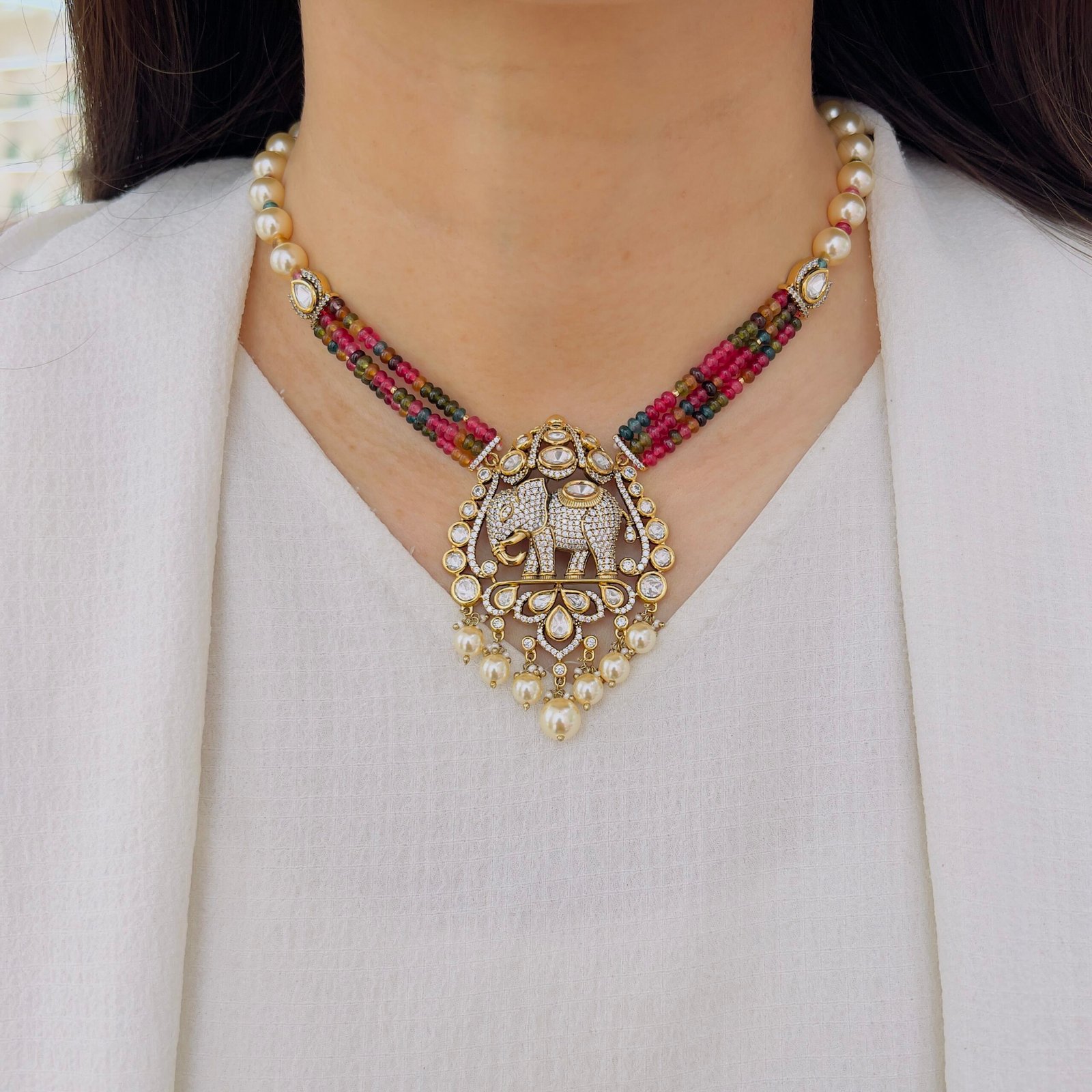 Regal Traditional Elephant Motif Necklace Set
