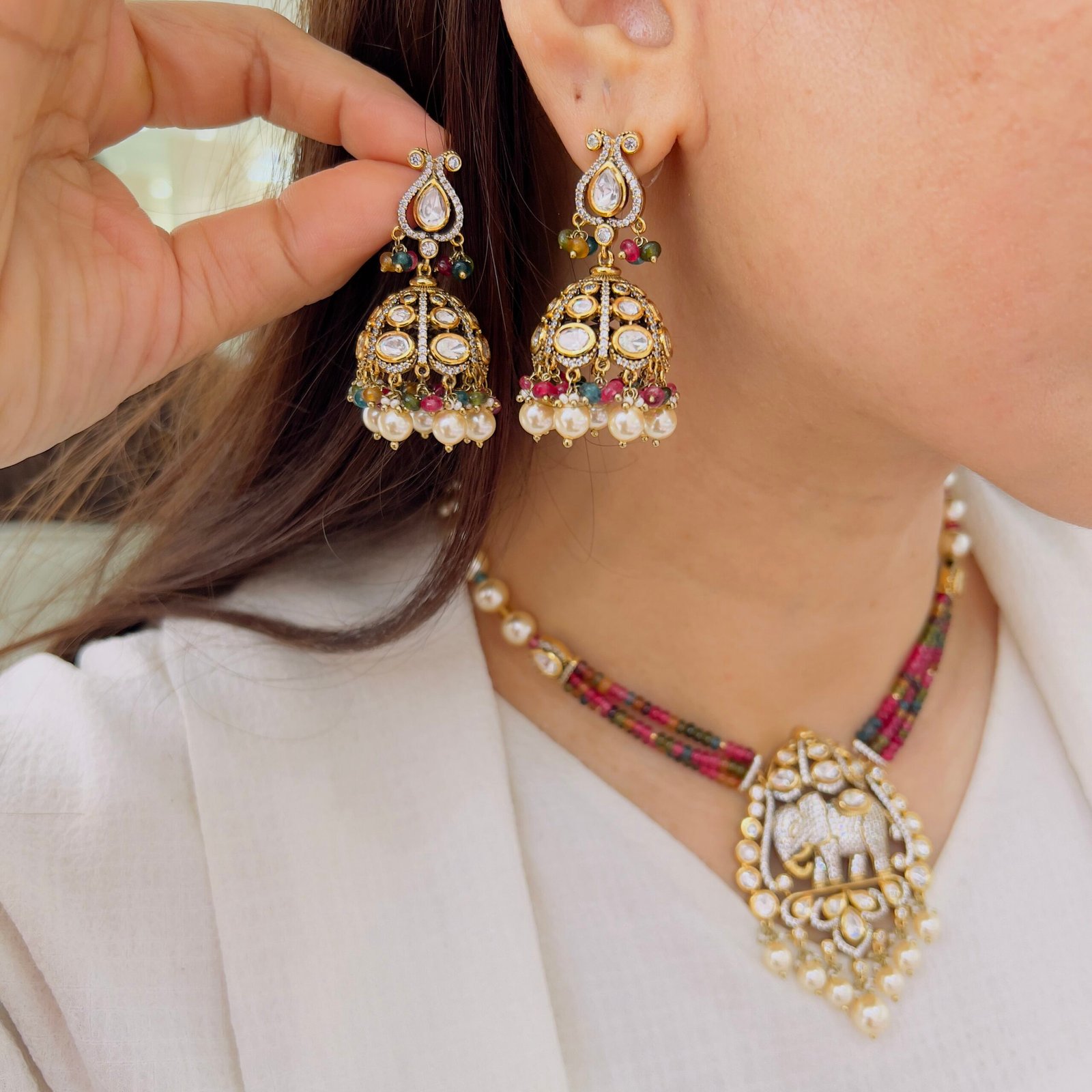 Regal Traditional Elephant Motif Necklace Set - Image 2