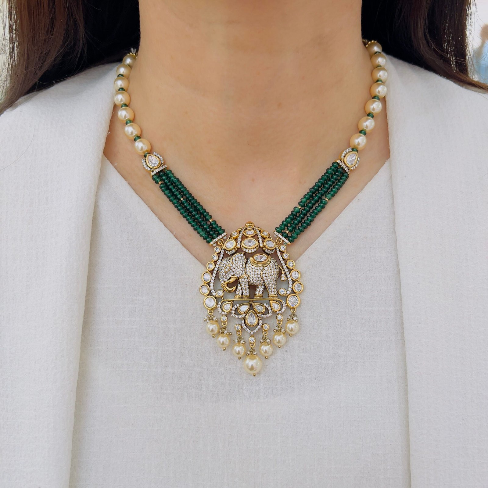 Regal Traditional Elephant Motif Necklace Set - Image 5