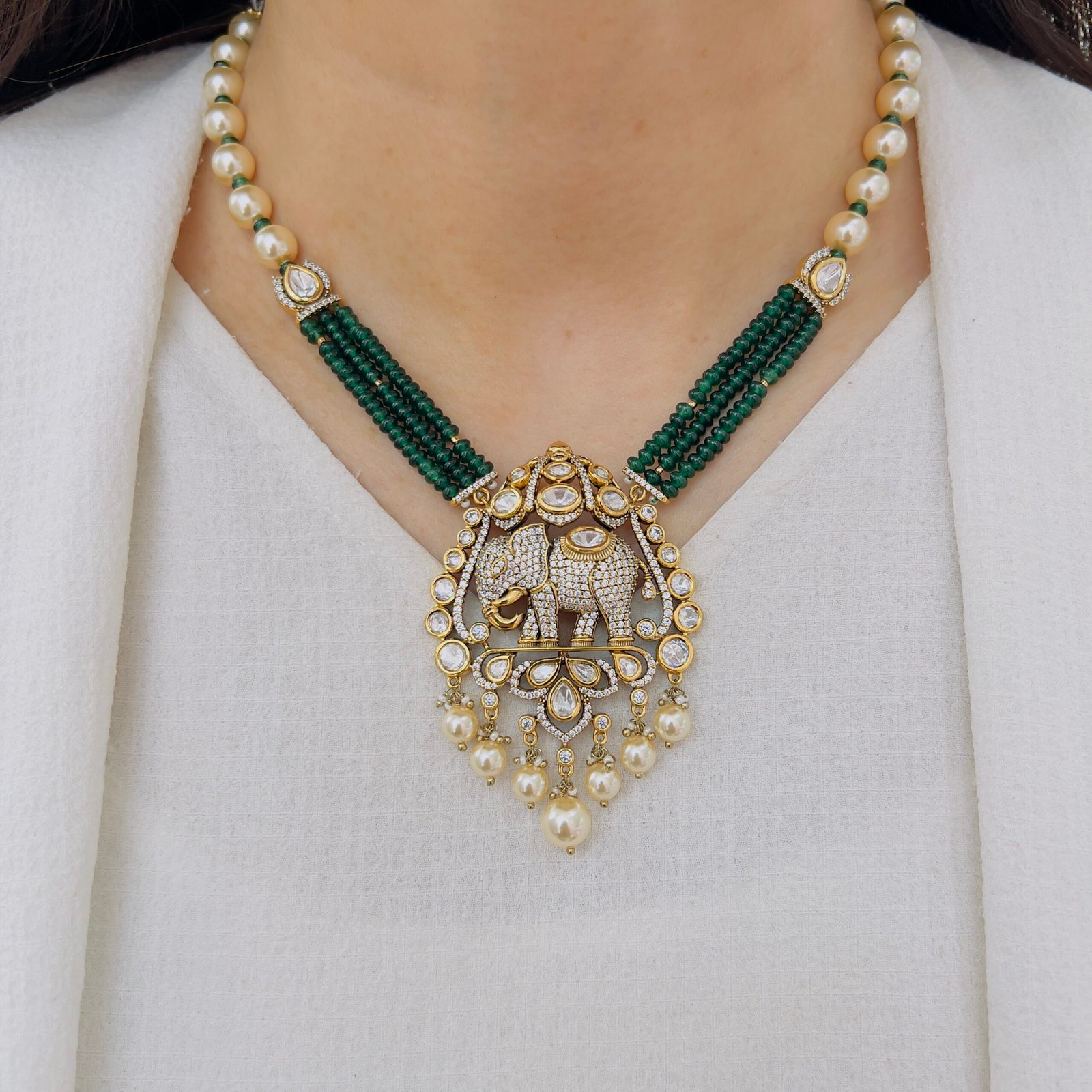 Regal Traditional Elephant Motif Necklace Set - Image 8