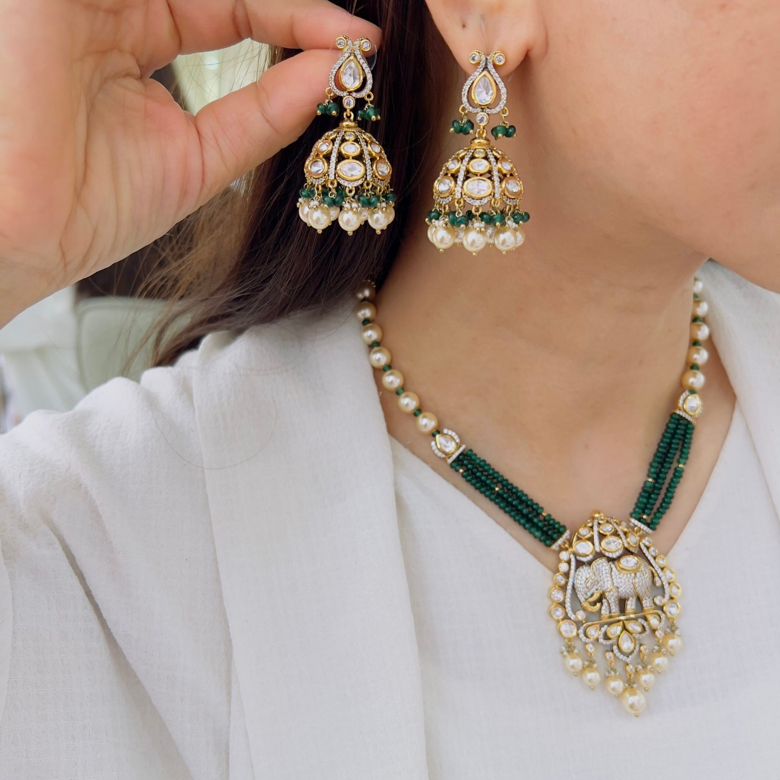 Regal Traditional Elephant Motif Necklace Set - Image 6