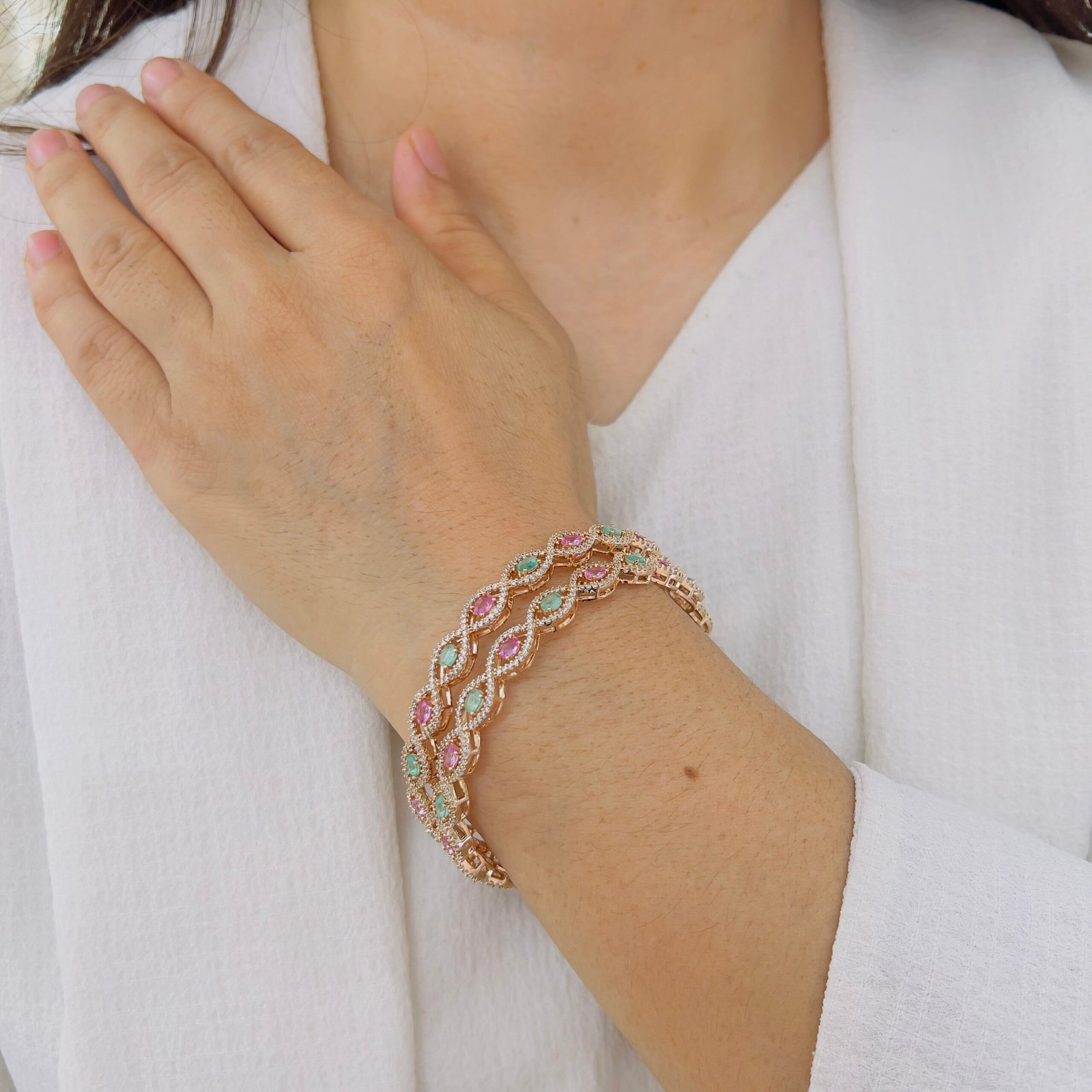 Elegant Twisted Stone Bangle