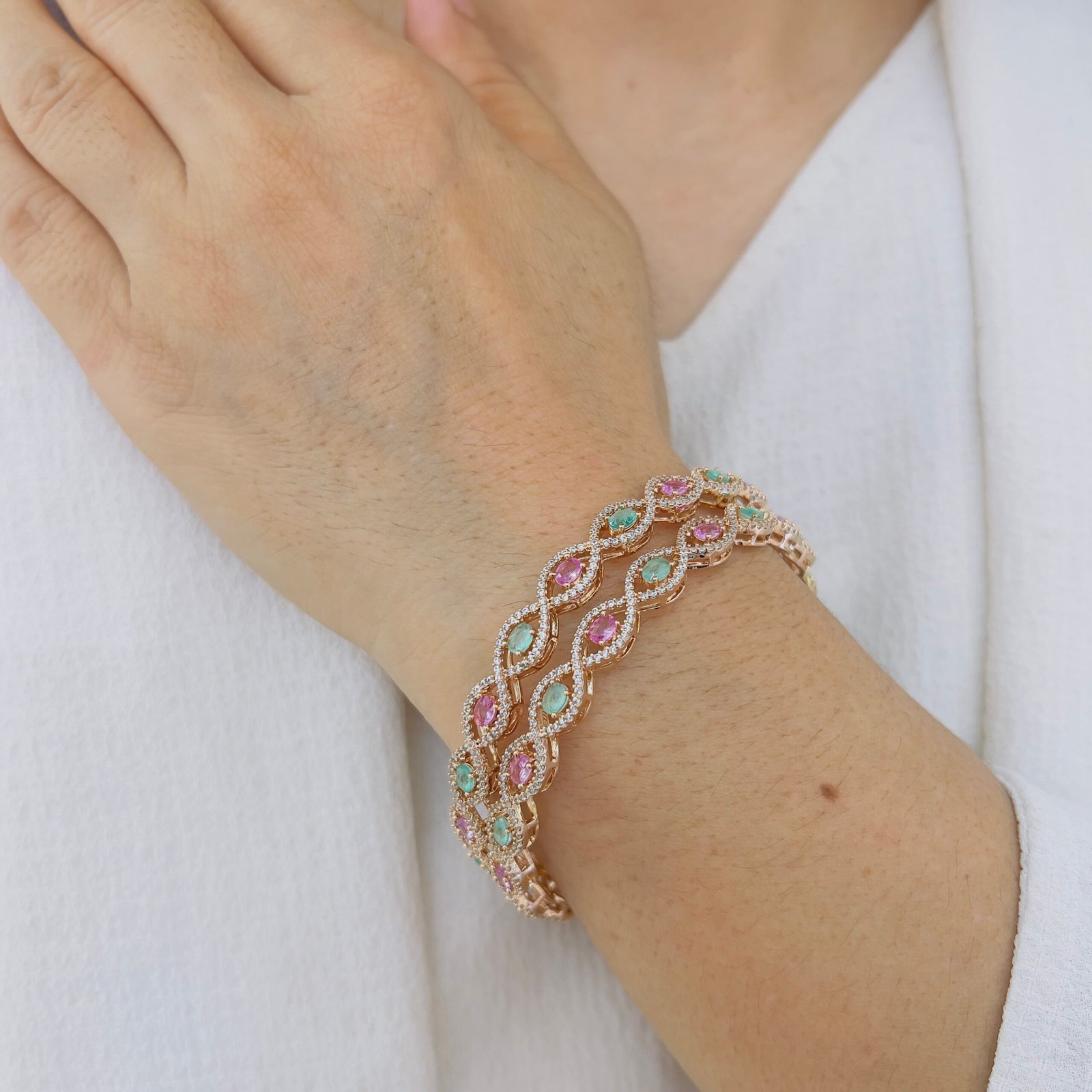 Elegant Twisted Stone Bangle - Image 3