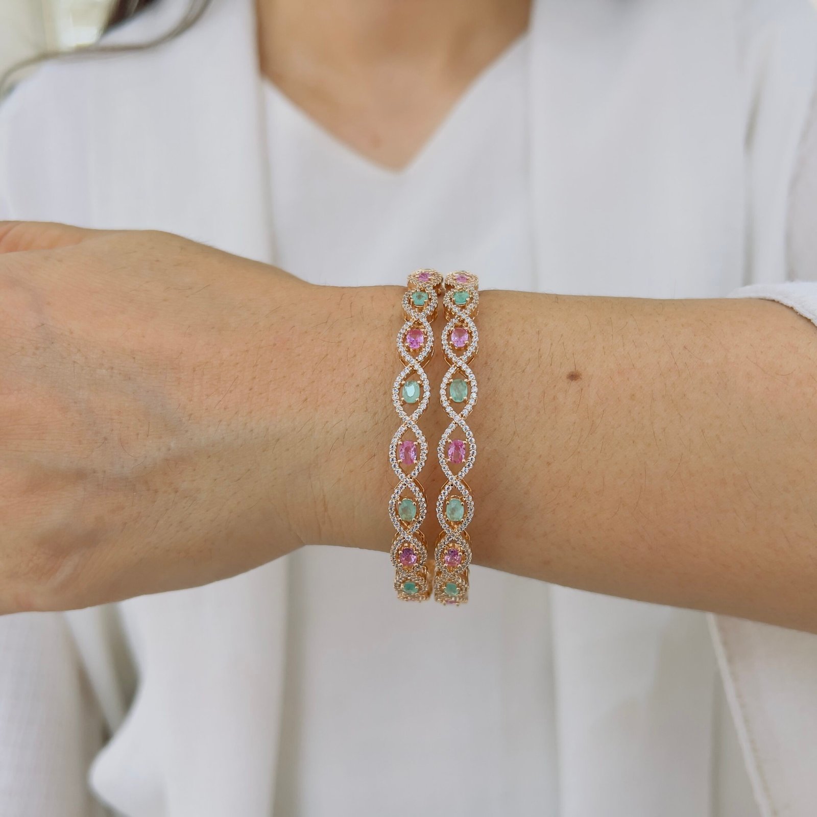 Elegant Twisted Stone Bangle - Image 2