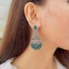 Floral Emerald Statement Earrings