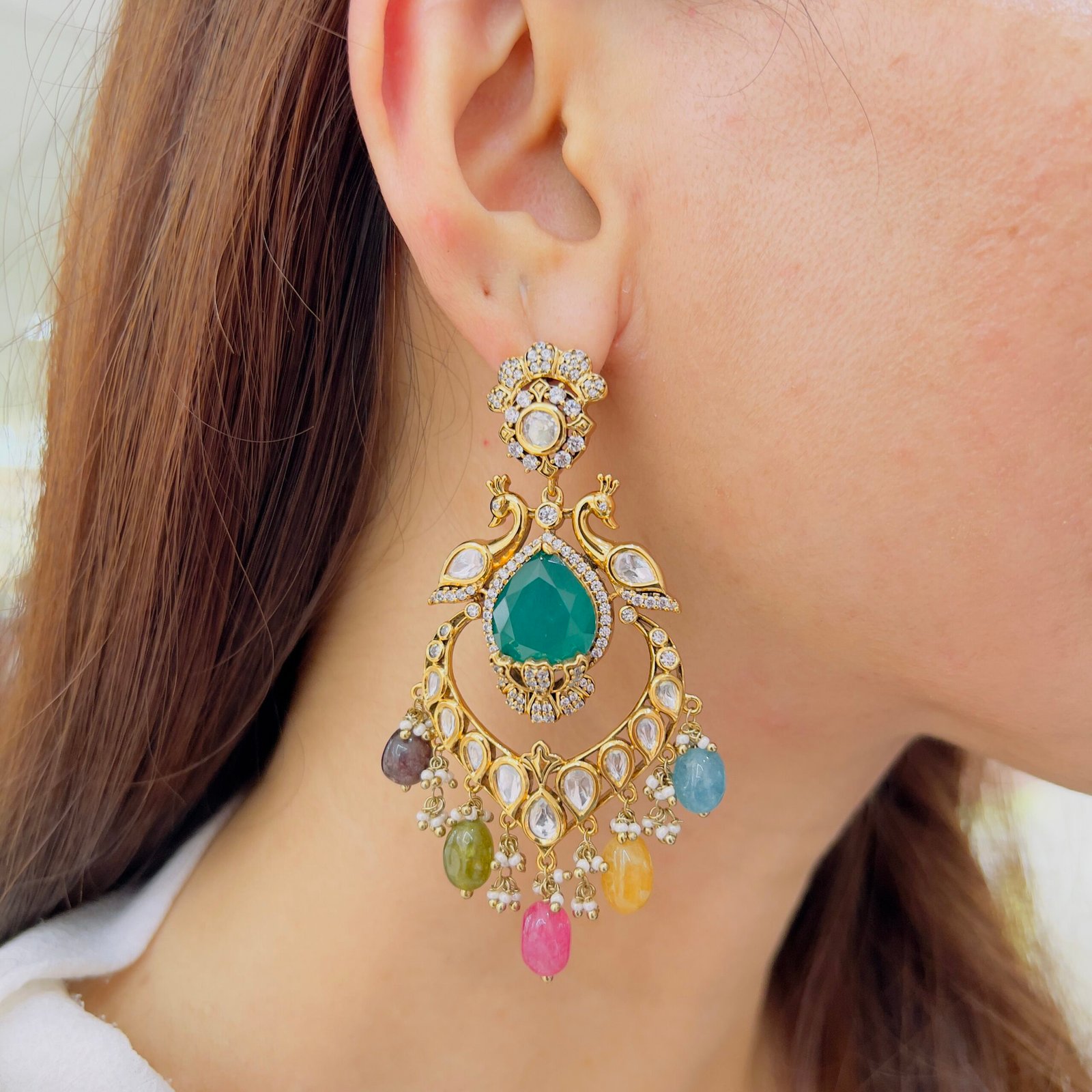 Royal Peacock Victorian Statement Earrings