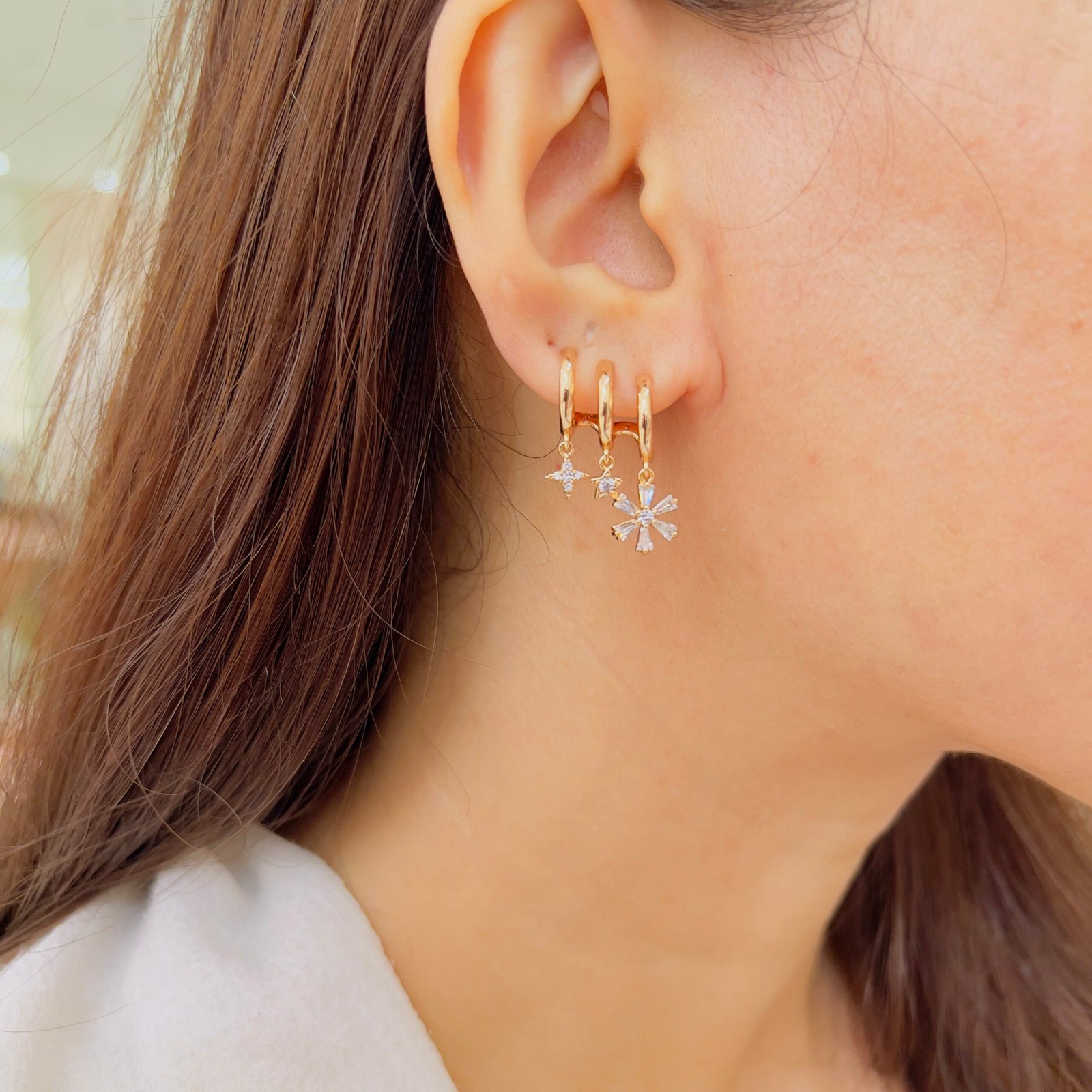 Sparkling Flower Drop Earrings