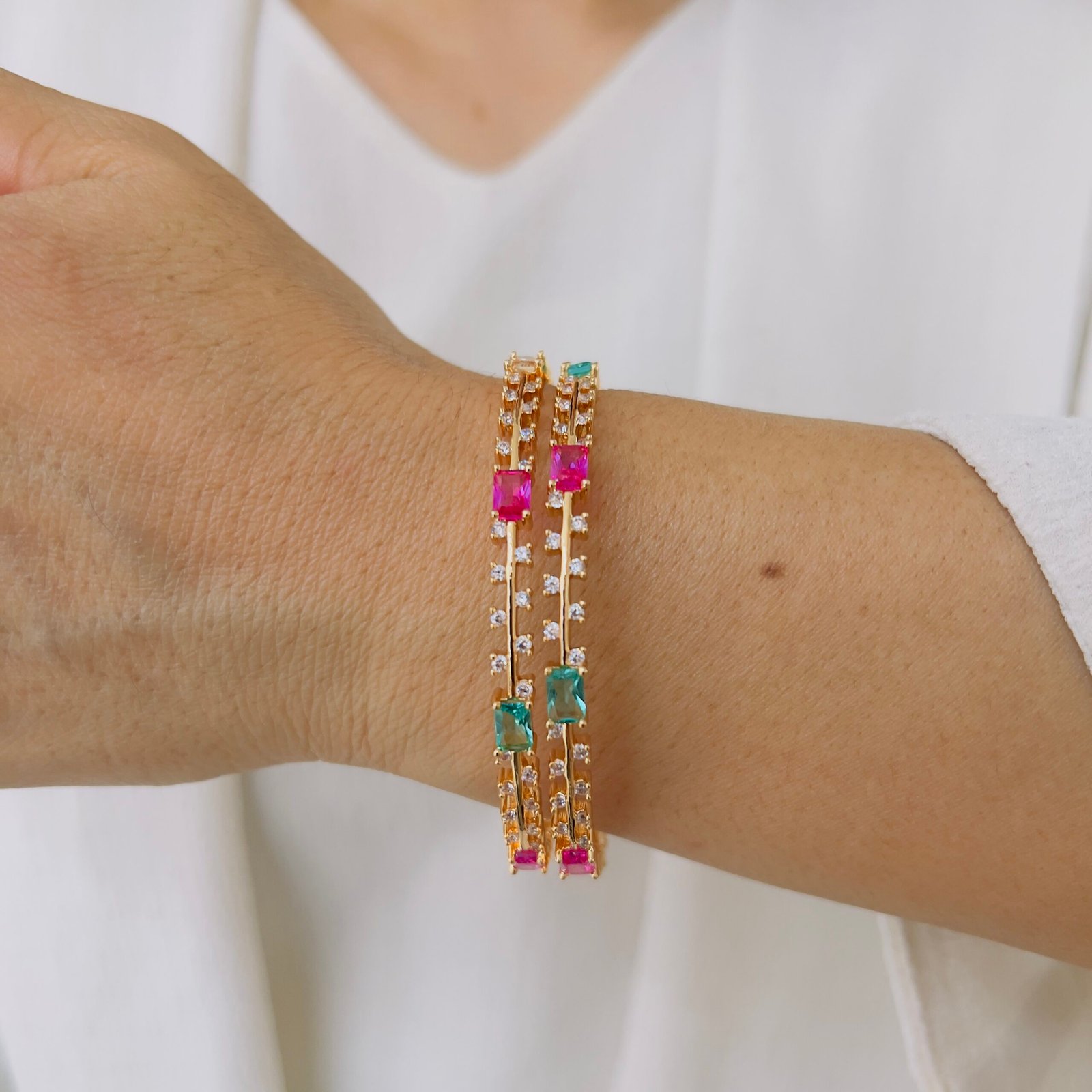 Royal Colour Stone Diamond Bangle - Image 2