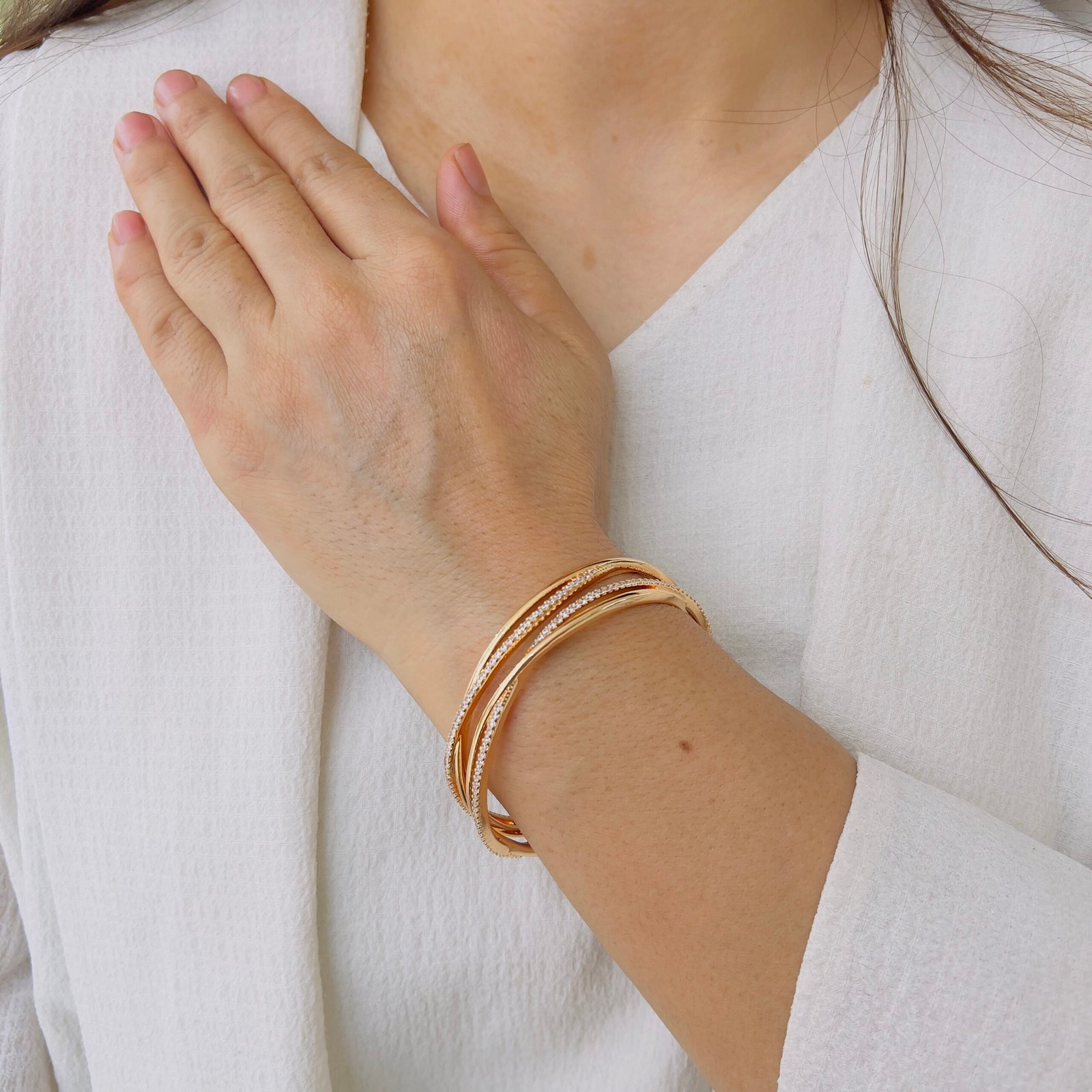 Graceful Double Line Bangle - Image 3