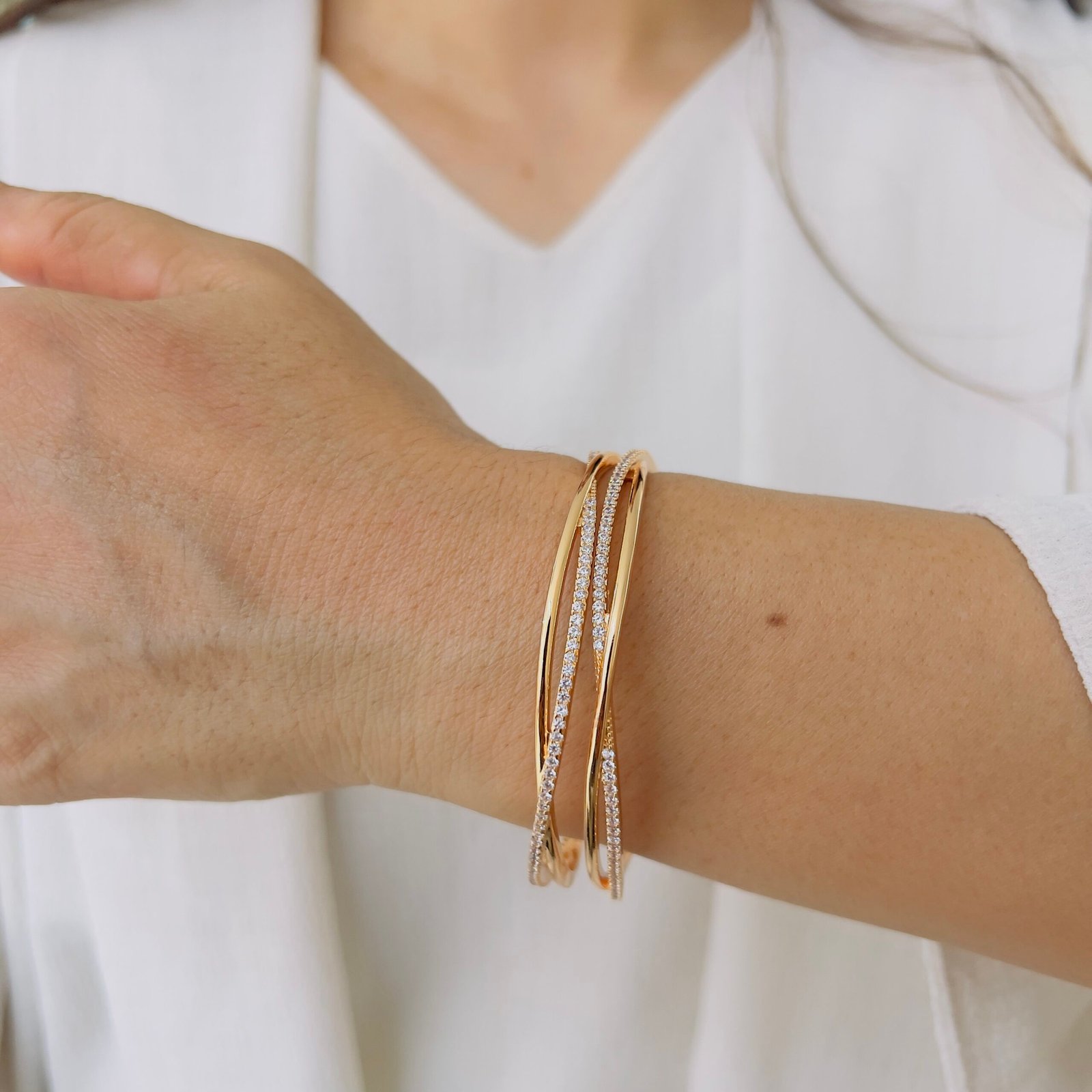 Graceful Double Line Bangle - Image 2
