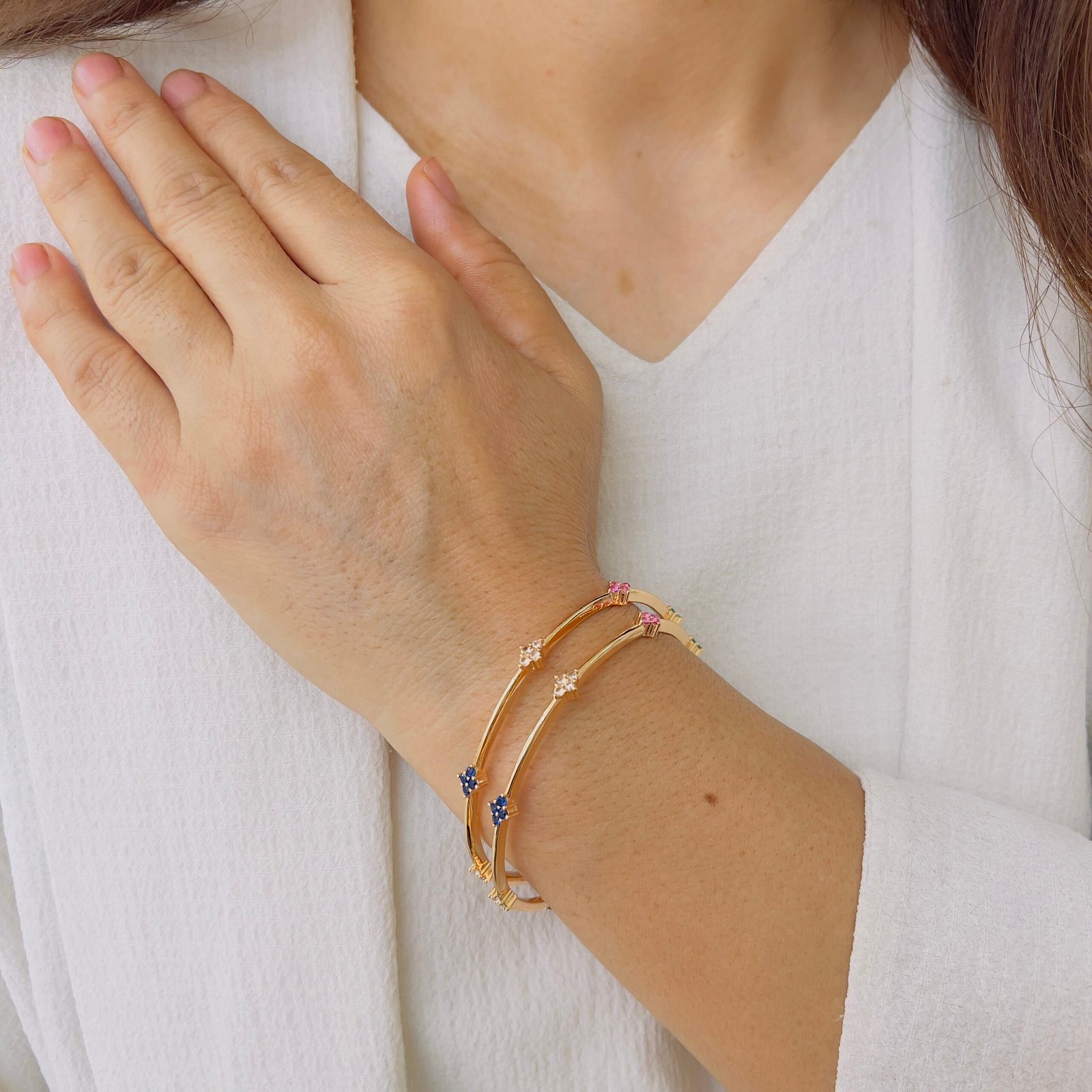 Classic Diamond & Colour Bangle - Image 3