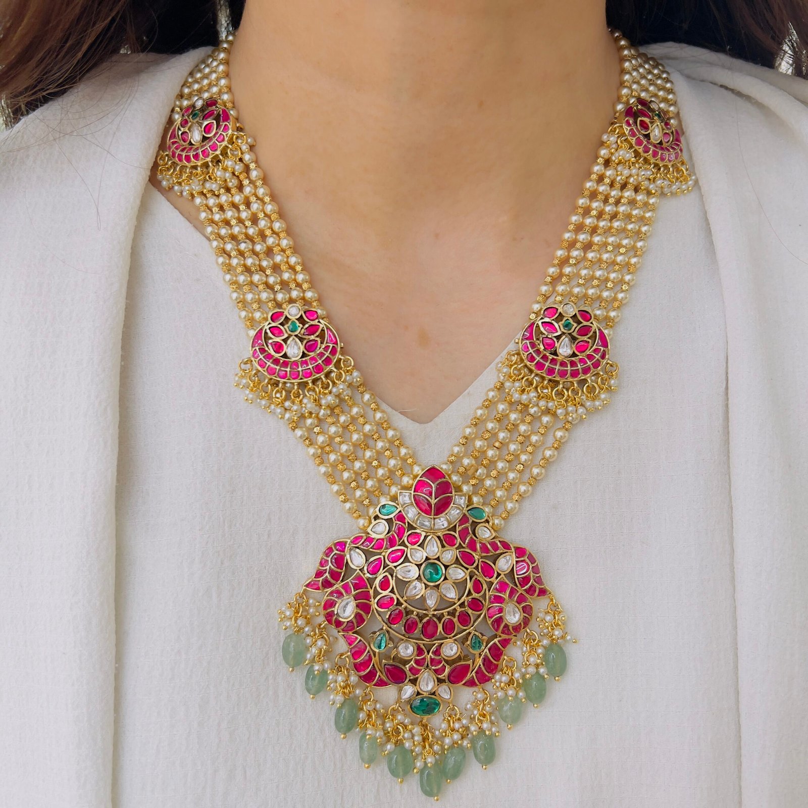 Majestic Jaddu Necklace & Earrings Set - Image 5