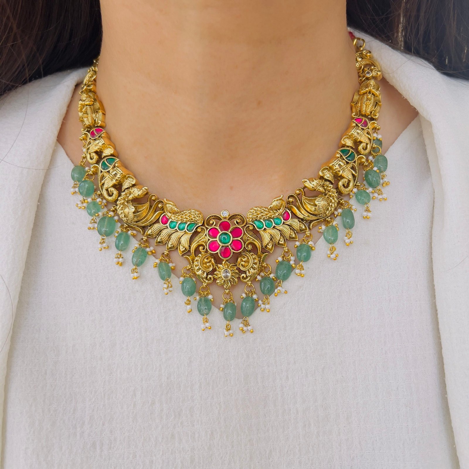 South Indian Temple Necklace Set - Image 2