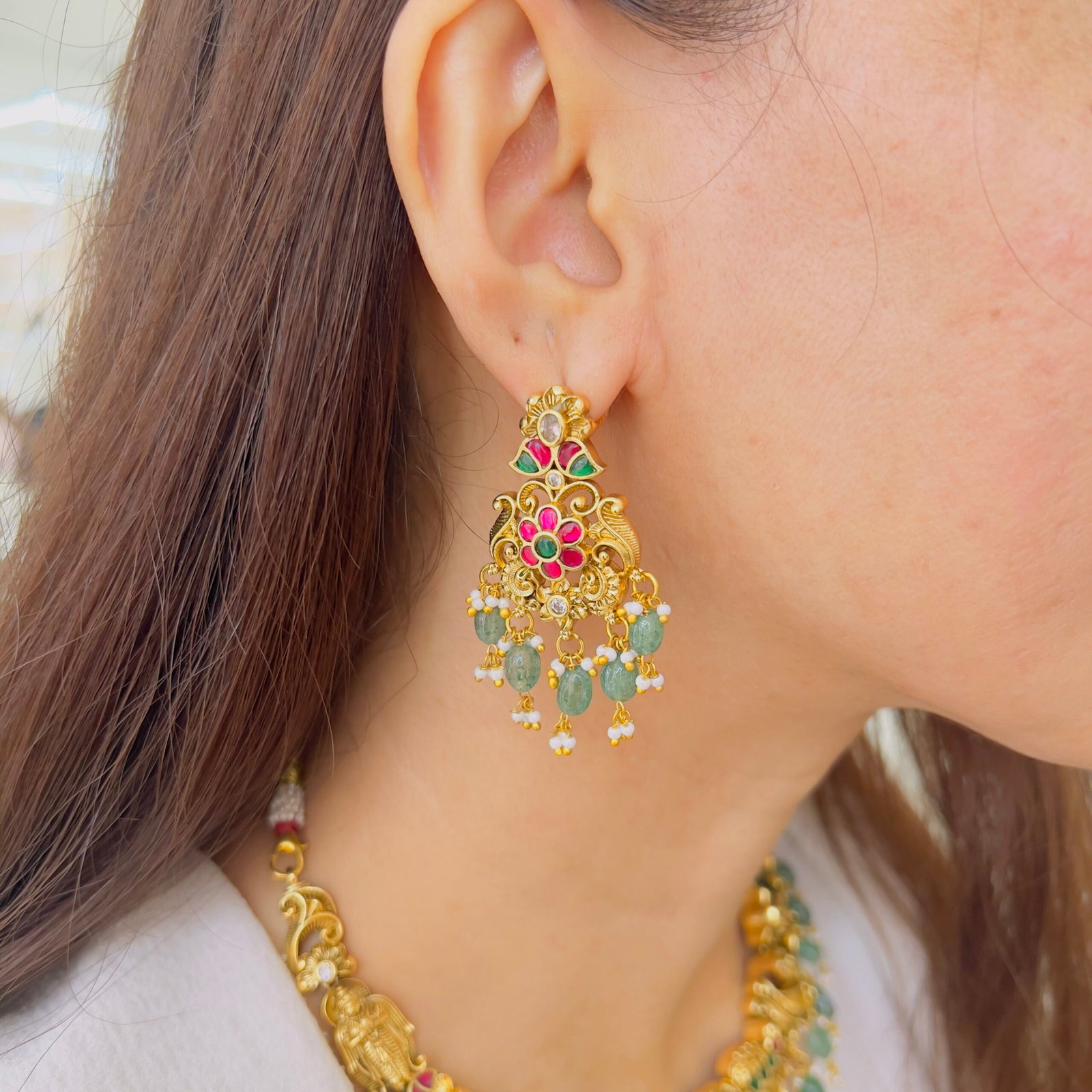 South Indian Temple Necklace Set - Image 4