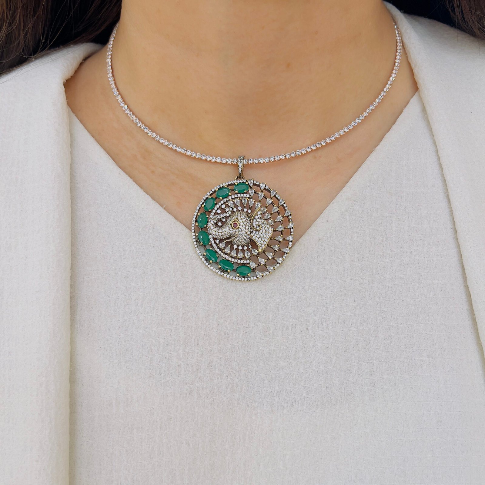 Divine Elephant Heritage Pendant Set