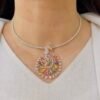 Beautiful Multicolour Diamond Pendant Set