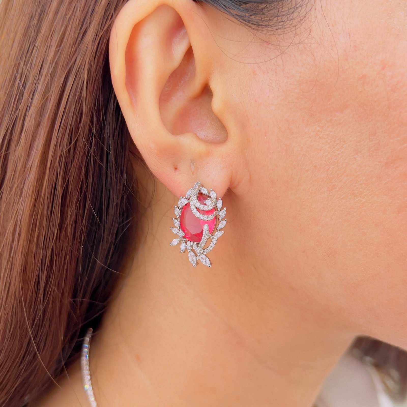 Designer Floral Diamond Pendant Set - Image 3
