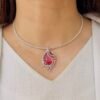 Designer Floral Diamond Pendant Set