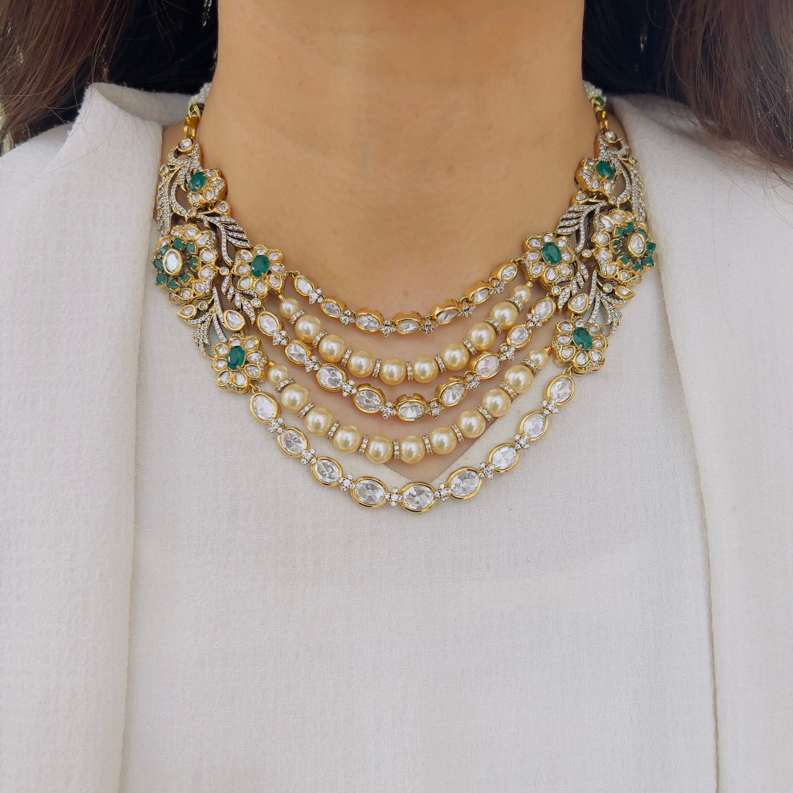 Royal Pearl Layered Necklace Set