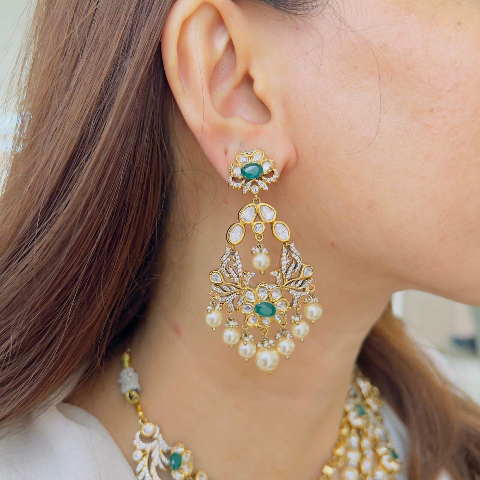 Royal Pearl Layered Necklace Set - Image 3