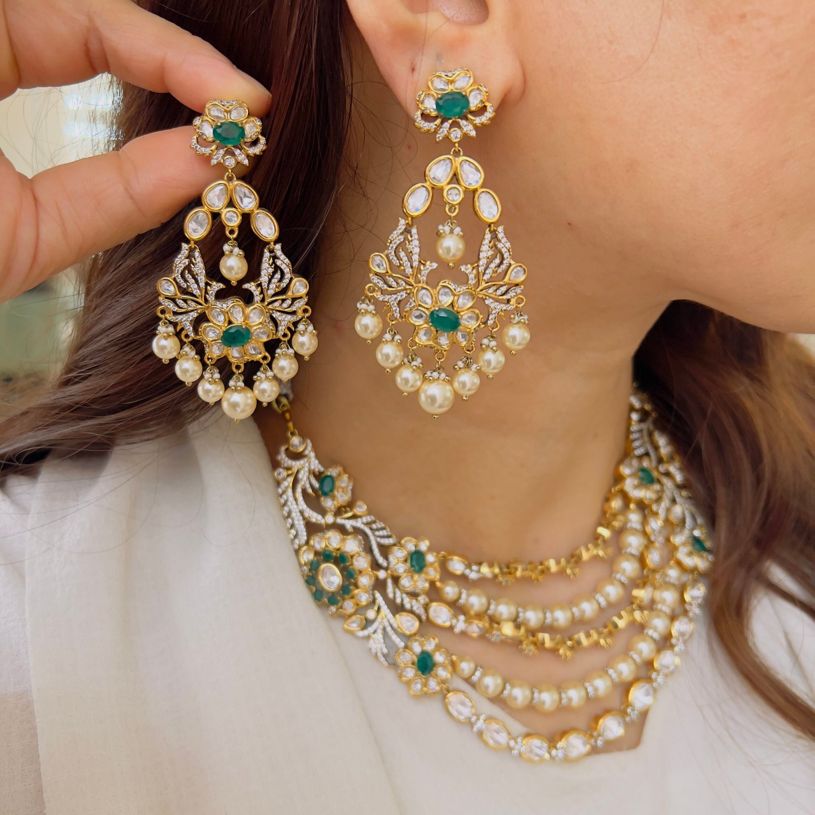 Royal Pearl Layered Necklace Set - Image 2