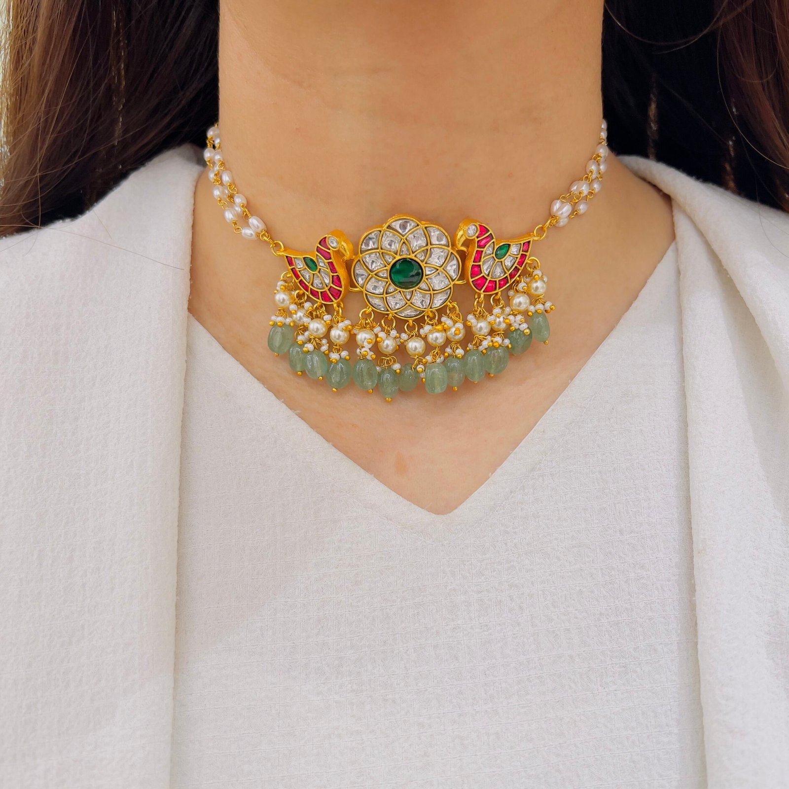 Traditional Jadau Choker for a Regal Look - Image 2