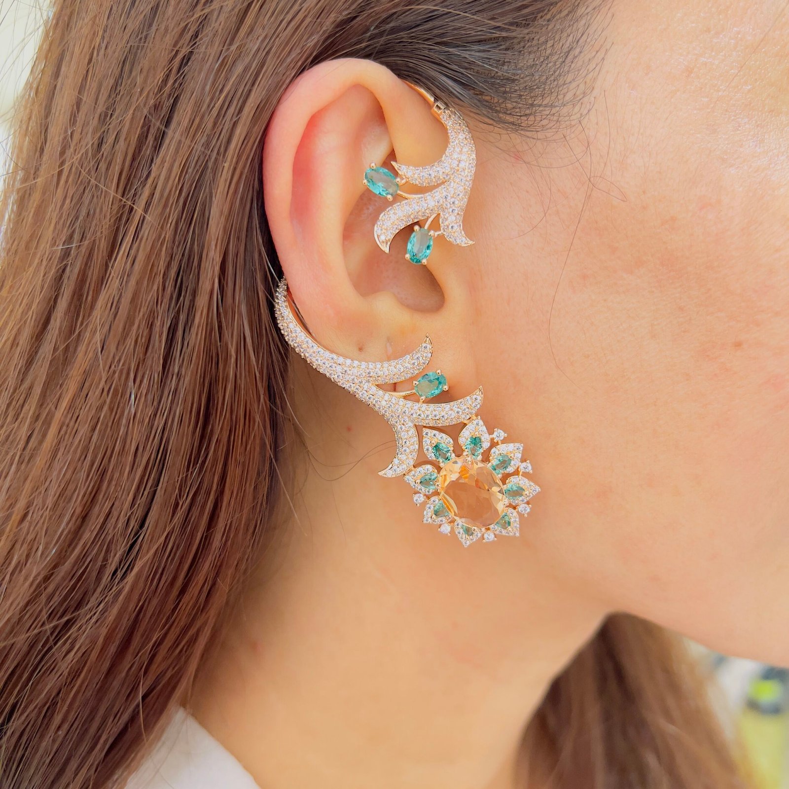 Crystal Bloom Full Diamond Ear Cuffs - Image 12